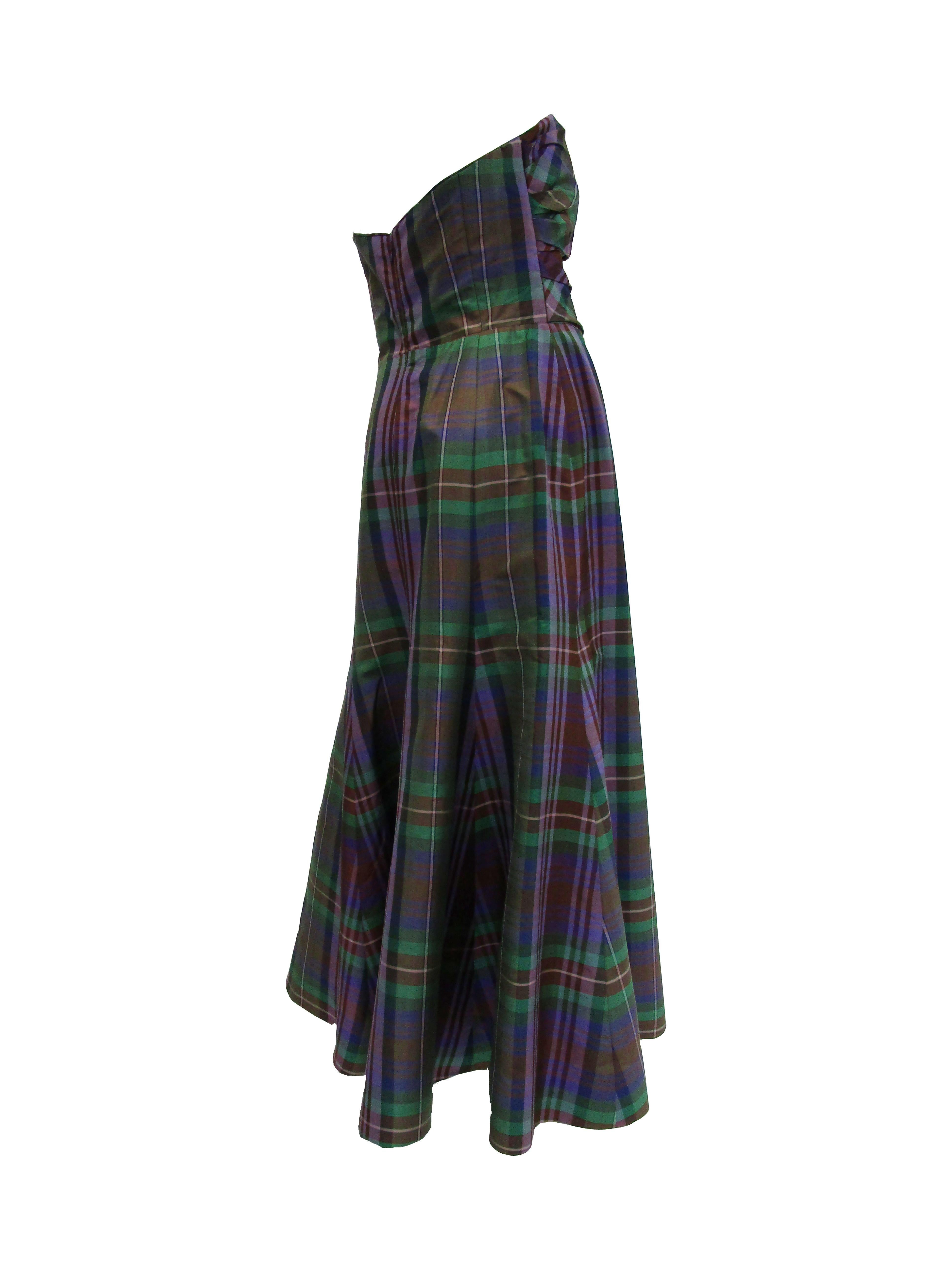 plaid evening gown