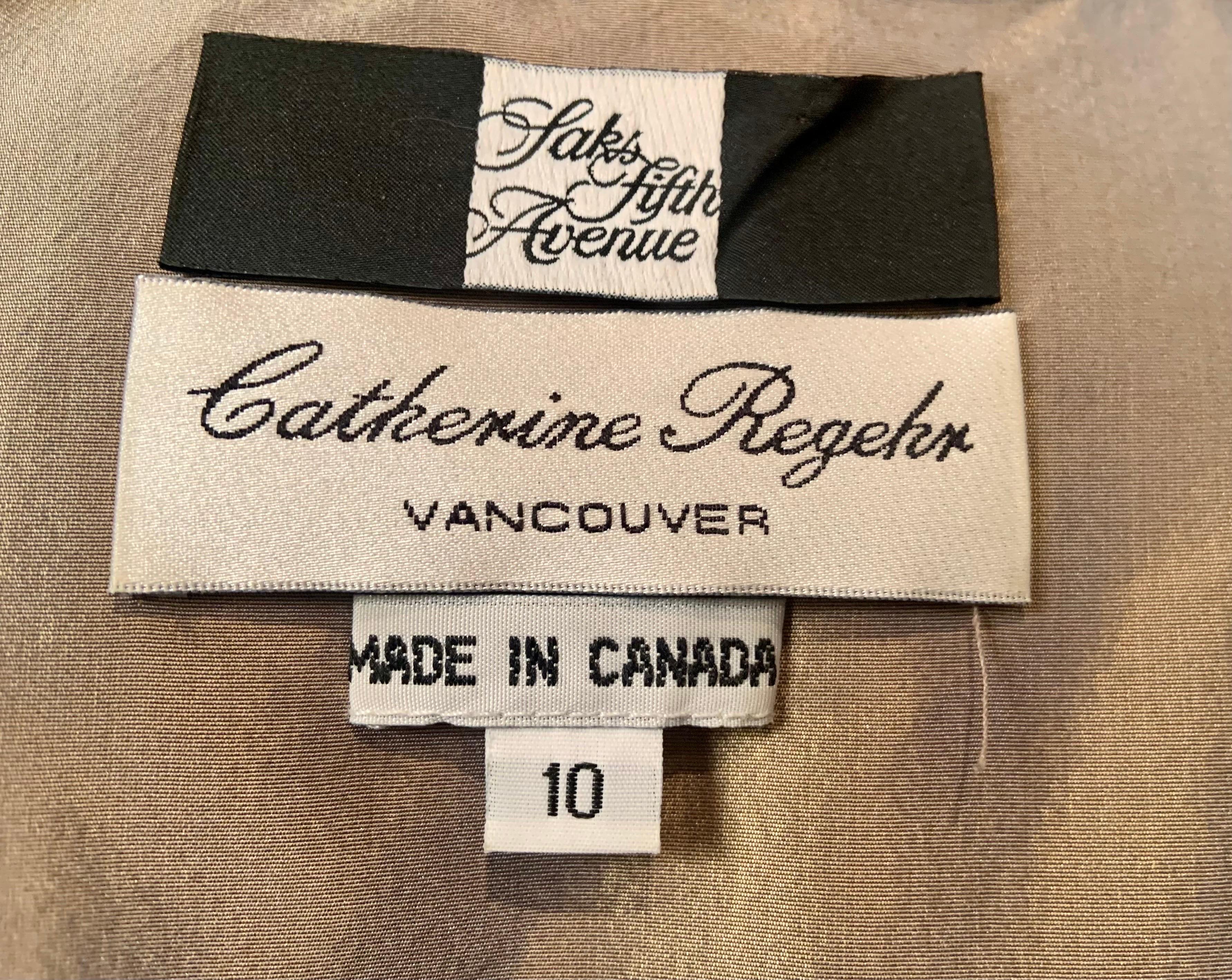 Catherine Regehr Silk Taffeta Evening Gown with Shawl Collar For Sale 8