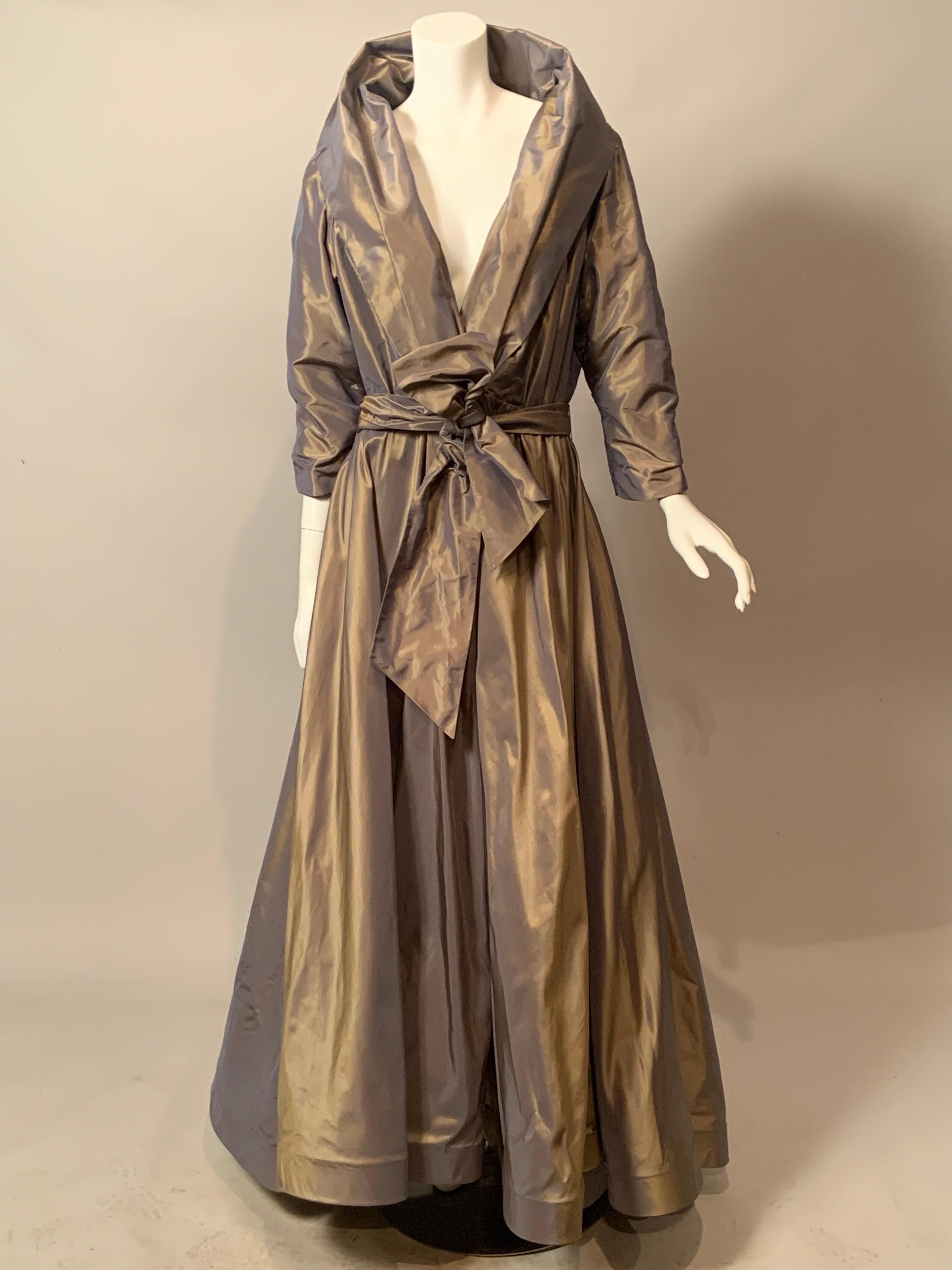 Catherine Regehr Silk Taffeta Evening Gown with Shawl Collar For Sale 1