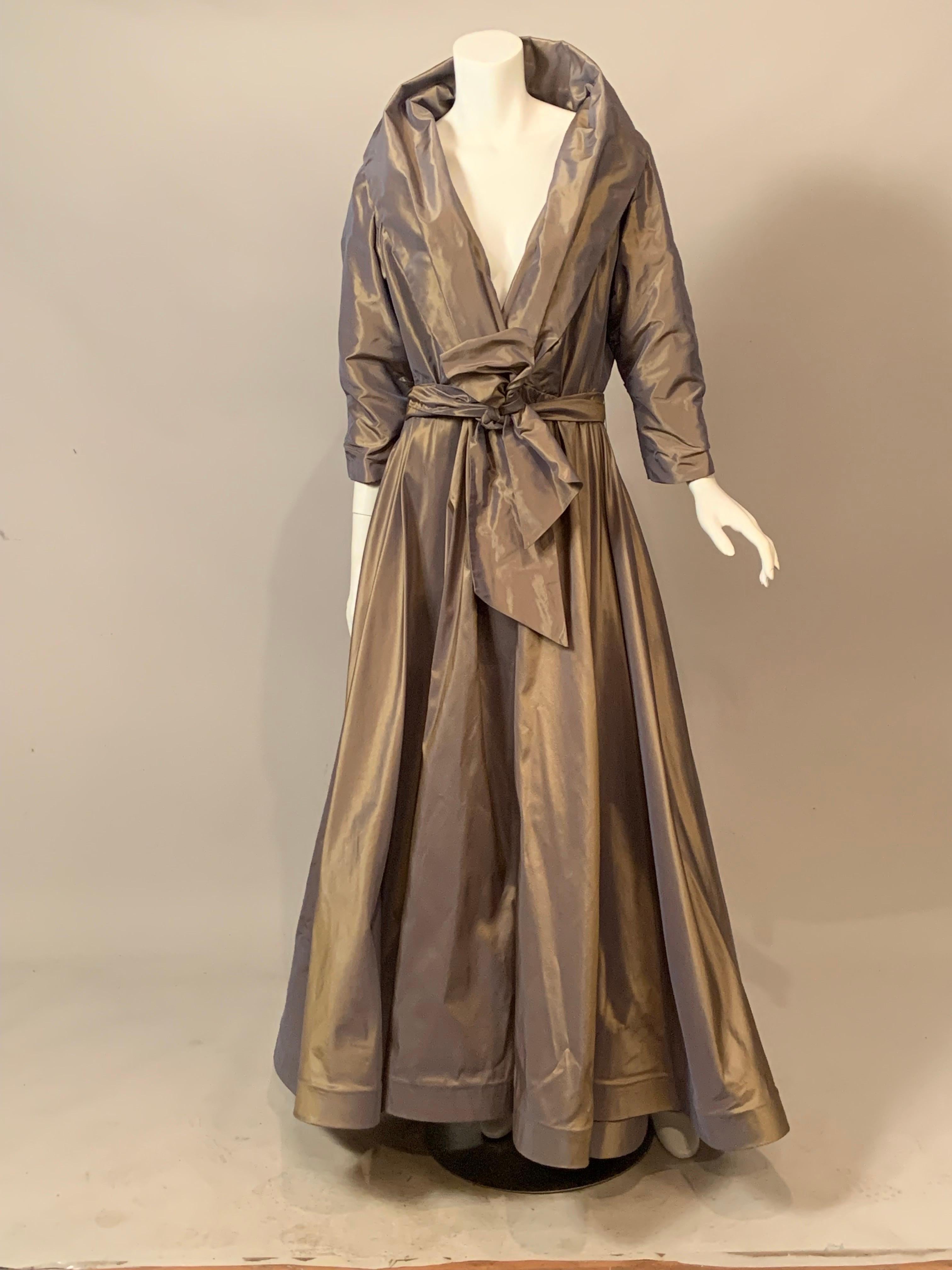 Catherine Regehr Silk Taffeta Evening Gown with Shawl Collar For Sale 2