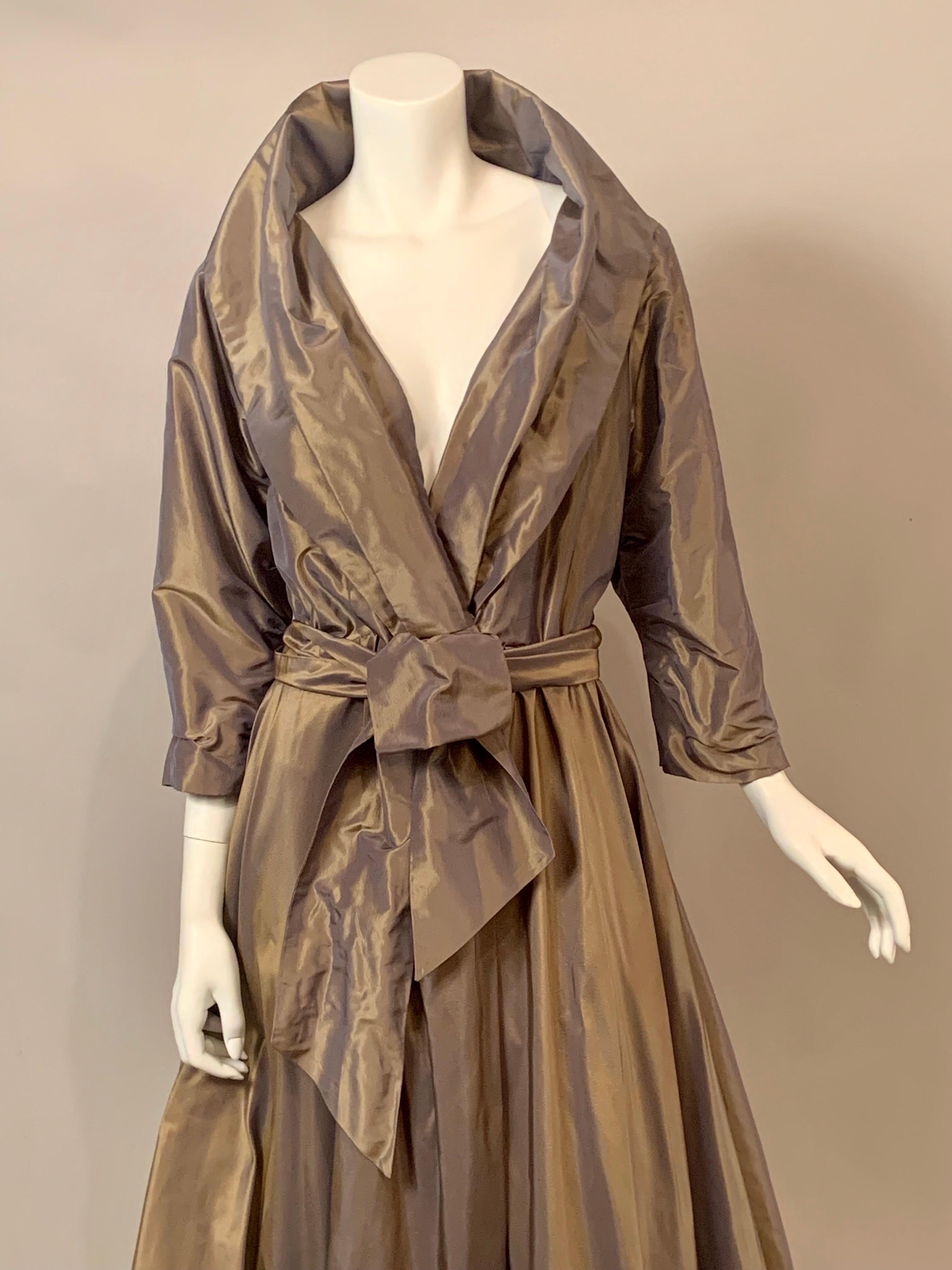 Catherine Regehr Silk Taffeta Evening Gown with Shawl Collar For Sale 3