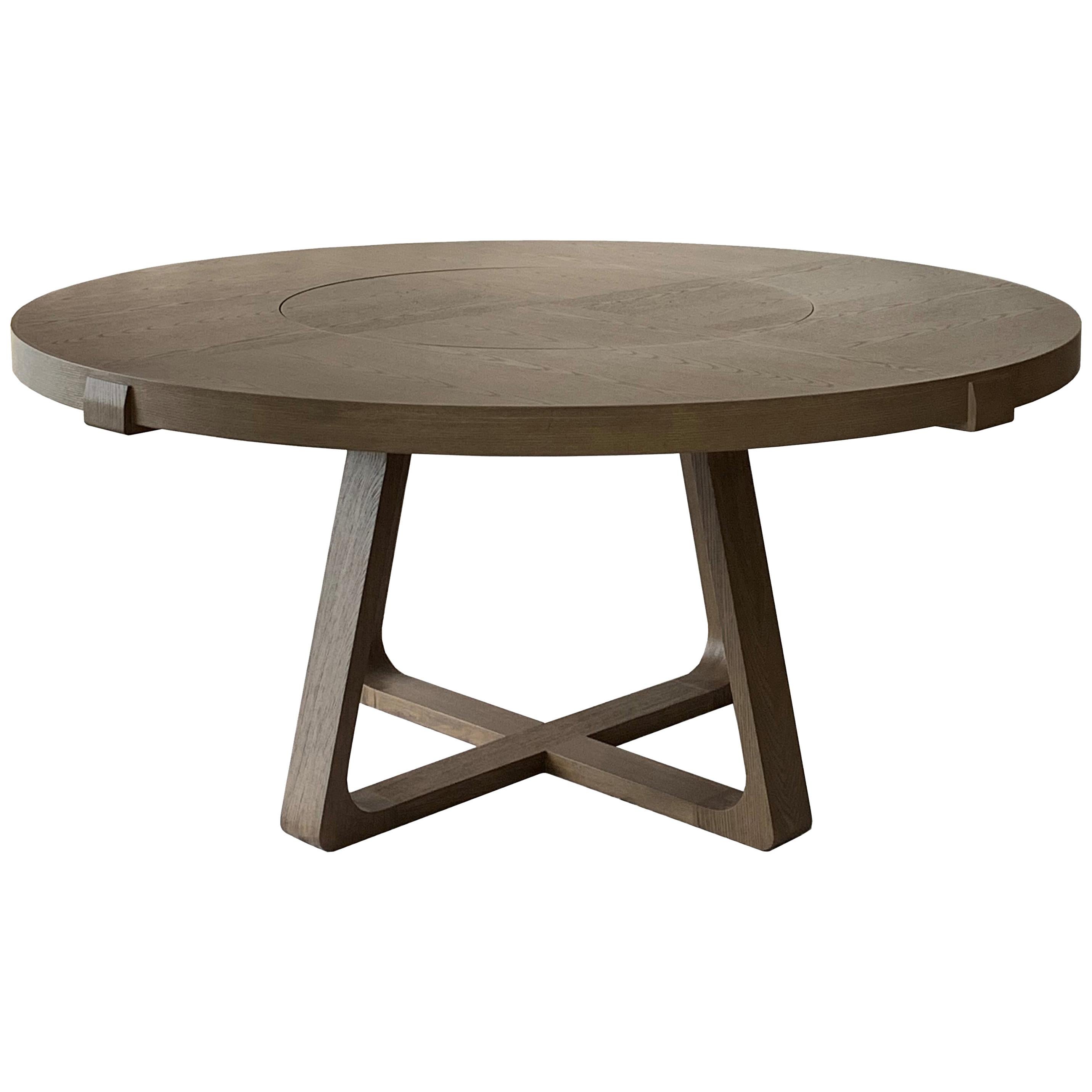 Round Dining Table With Lazy Susan & Interlock Dining Armchair '6 Pieces'