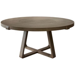 Round Dining Table With Lazy Susan & Interlock Dining Armchair '6 Pieces'