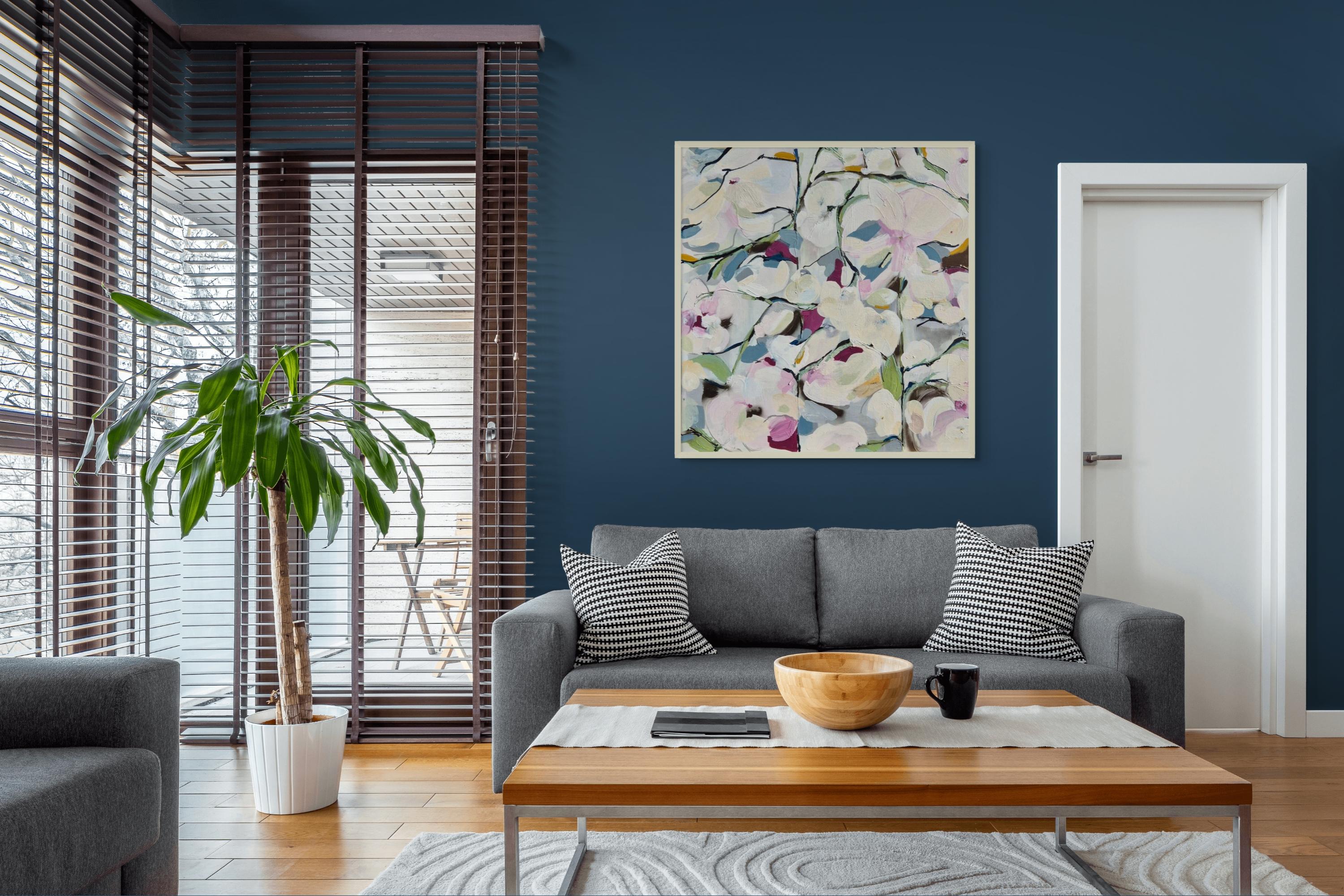 Blüten für August #1, Originalgemälde, Abstrakte Kunst (Grau), Abstract Painting, von Catherine Ruth Church