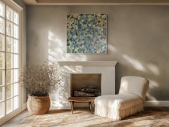 Blue Oil Flowers & Antibes Leaves, diptych, Original Painting, Abstract art