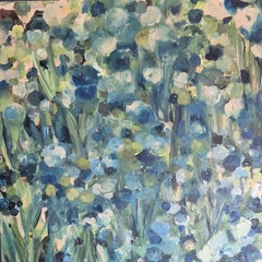 Blue Oil Flowers, Original Painting, Abstract art