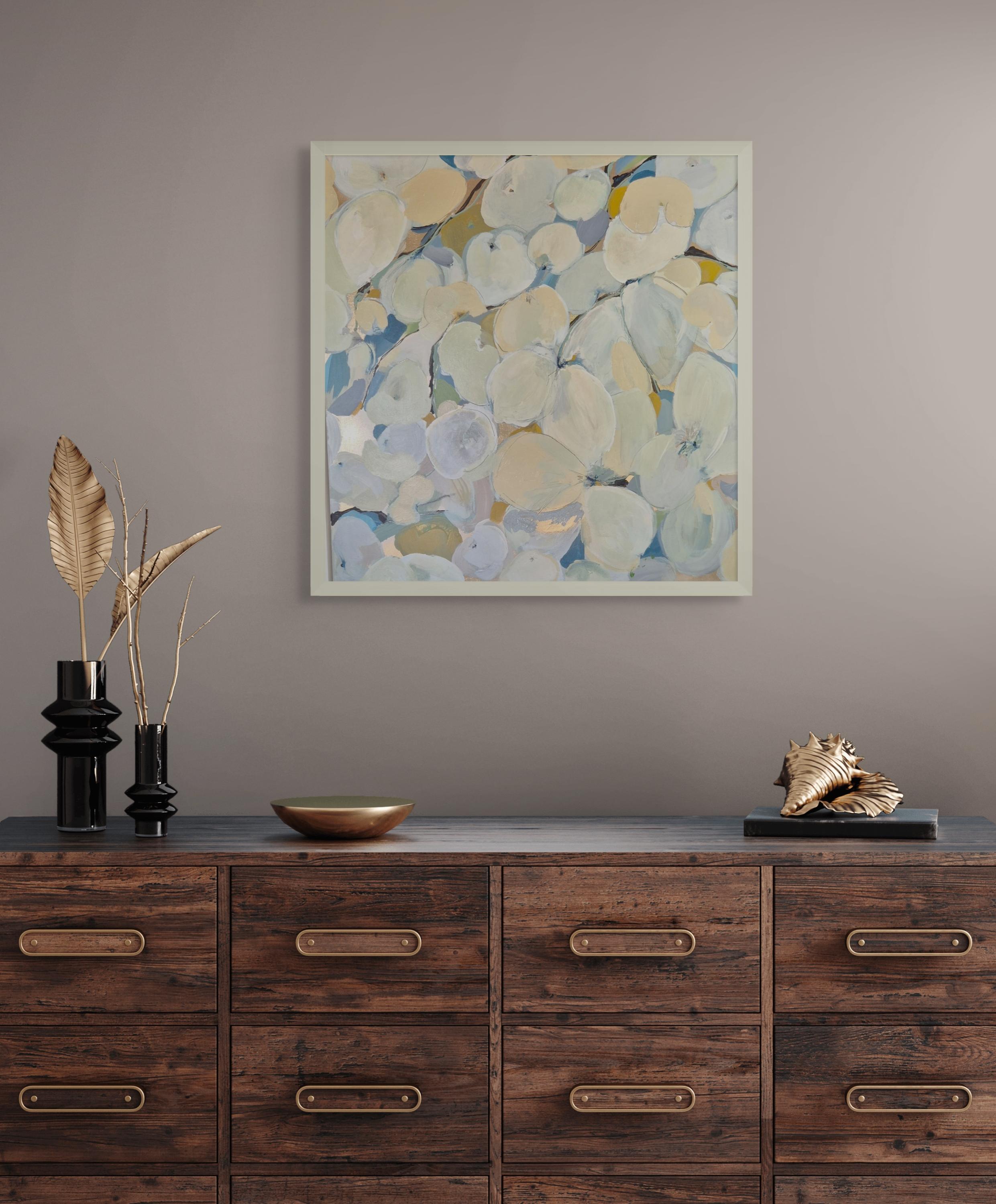 Creme, Beige, Off White und Raw Umber - Mini - Blossoms or Pebbles - Ich habe mit Formen und Farben für eine kleinere quadratische Version meiner Blütenbilder experimentiert. Besonders gut gefällt mir, wie es auf einigen der Insitu-Fotos aussieht -