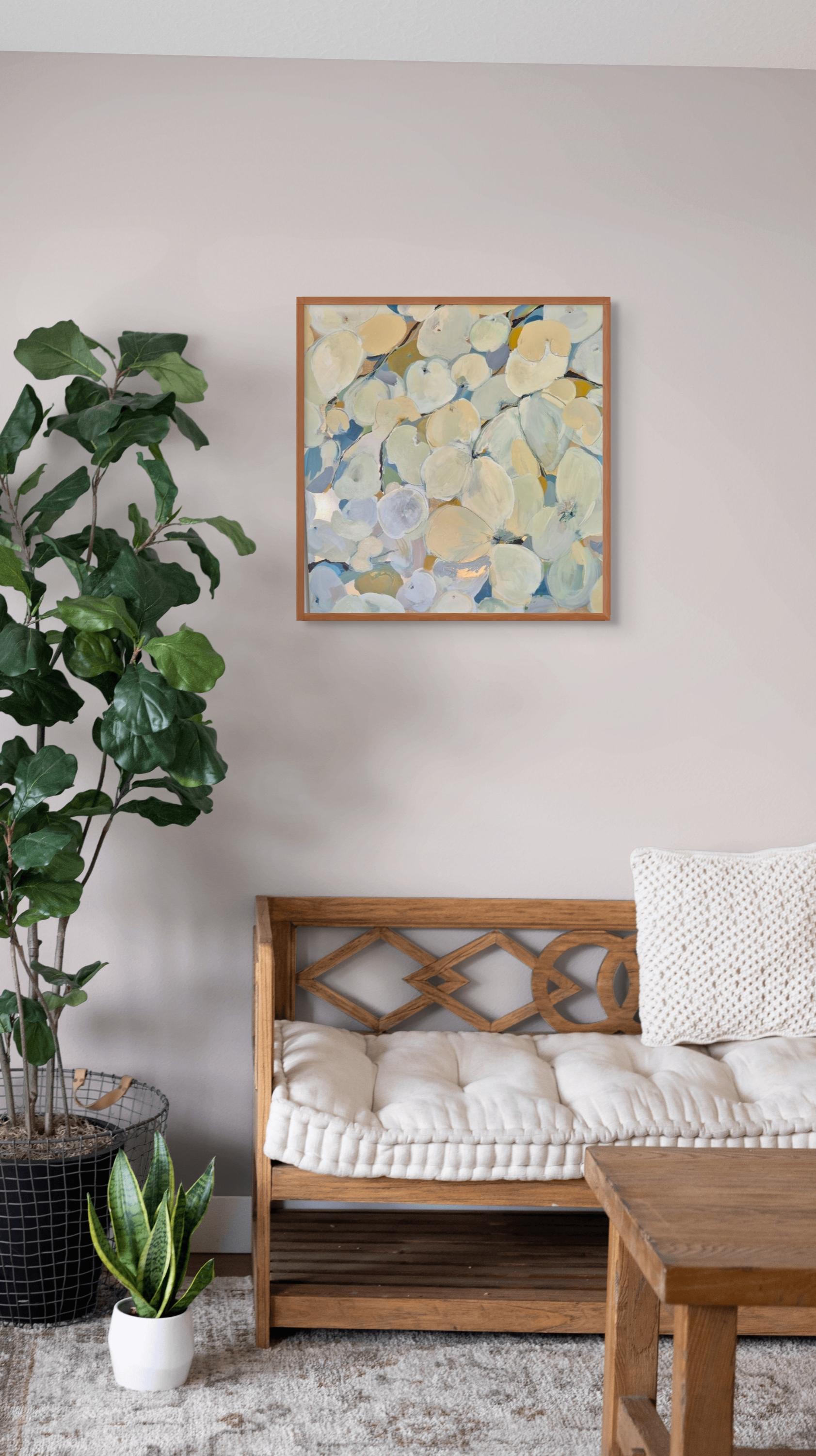 Cremeblüten 25, Originalgemälde, Abstrakte Kunst im Angebot 1