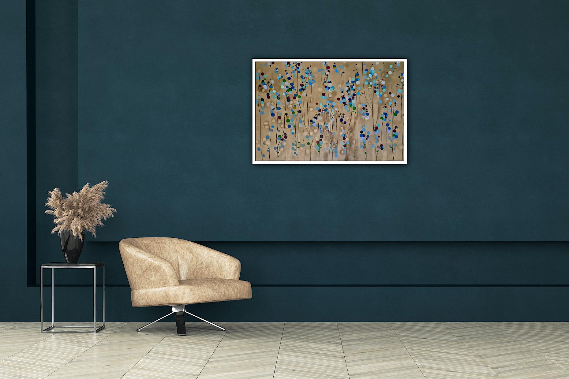 Manchas de flores doradas nº 1, Pintura original, Arte abstracto - Landscape Painting Marrón de Catherine Ruth Church