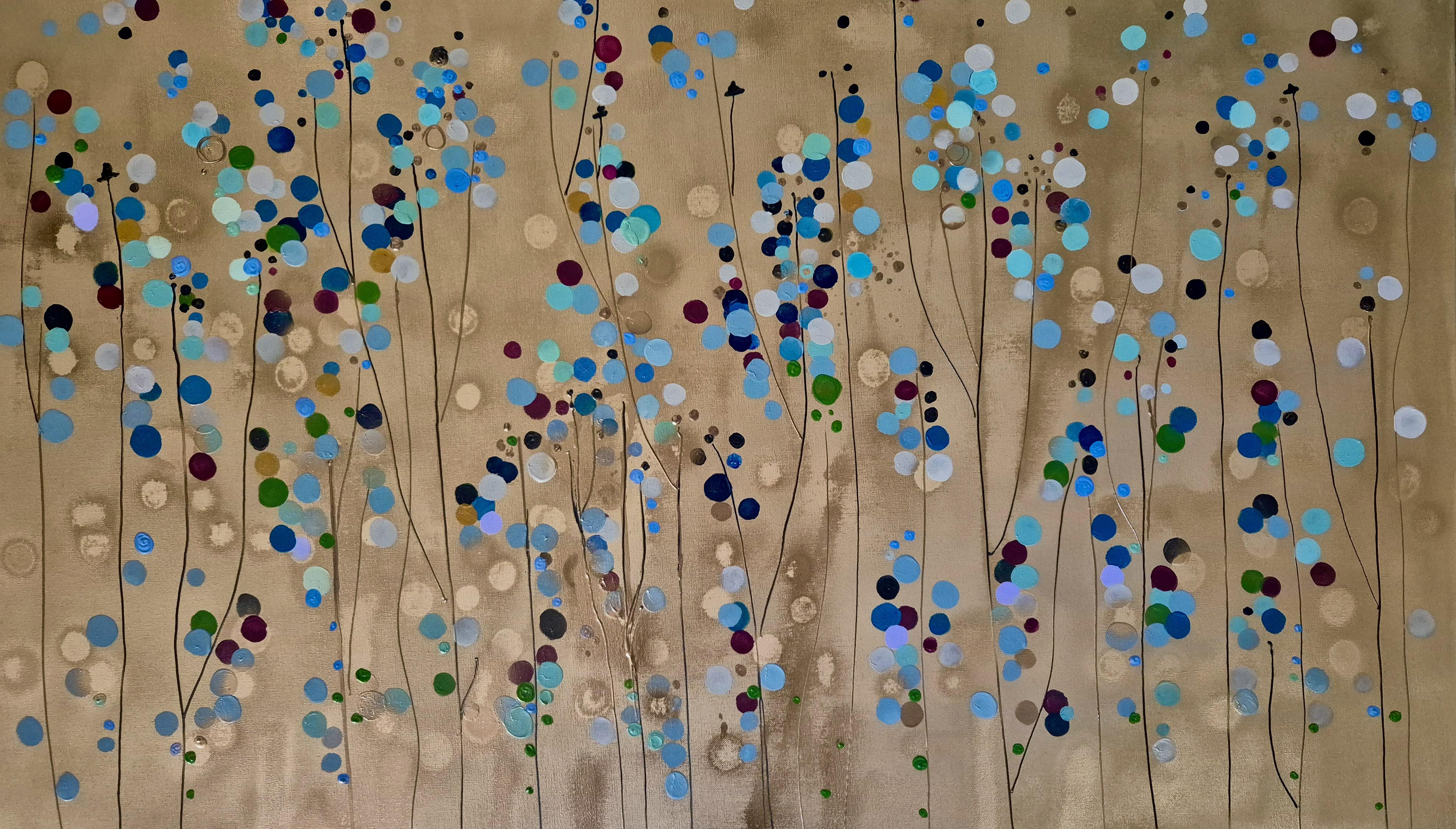Landscape Painting de Catherine Ruth Church - Manchas de flores doradas nº 1, Pintura original, Arte abstracto