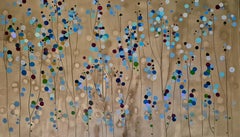 Manchas de flores doradas nº 1, Pintura original, Arte abstracto