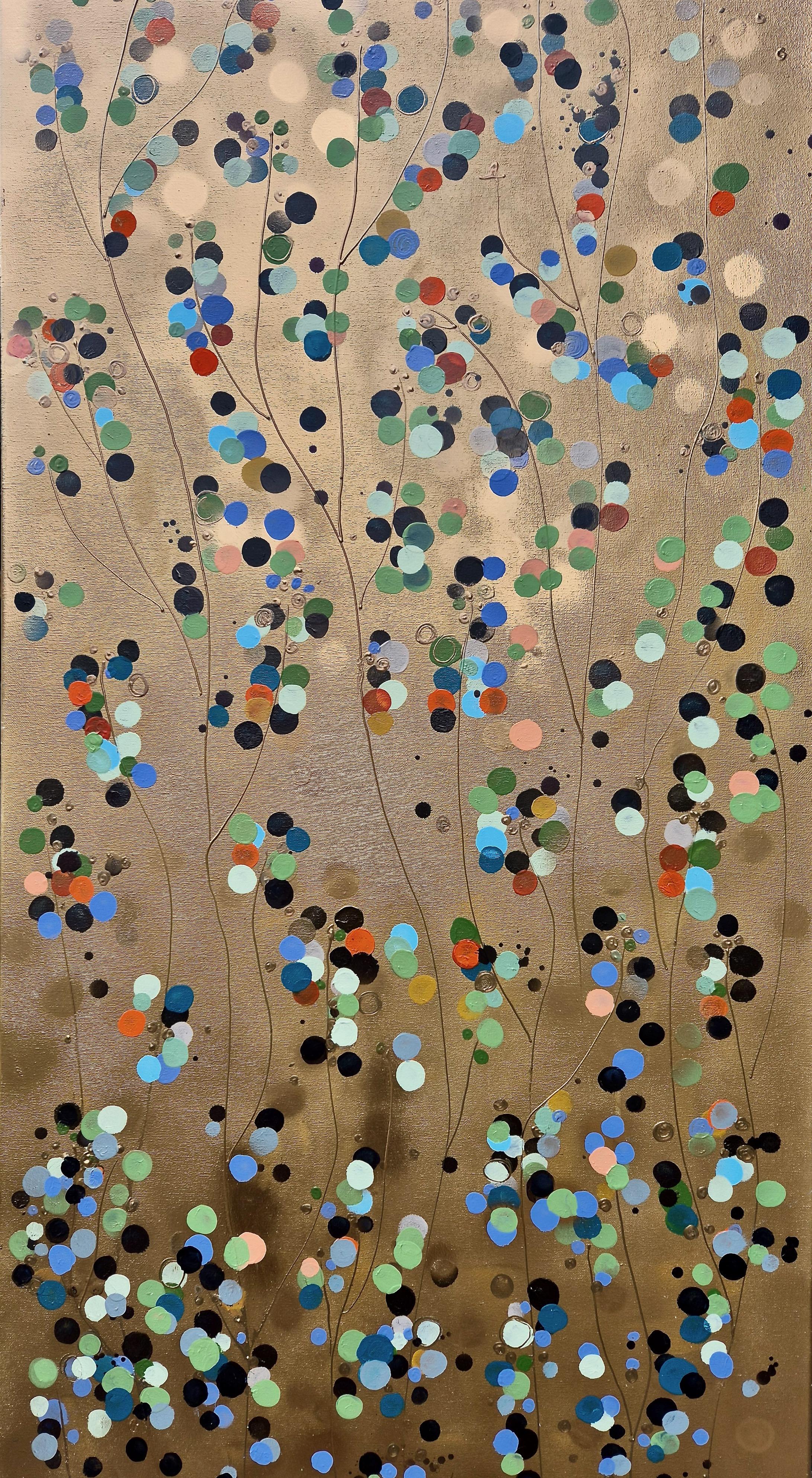 Macchie di fiori d'oro #2 e #3, Dittico, Pittura originale, Arte astratta - Abstract Painting Marrone di Catherine Ruth Church