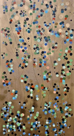 Gold Flower Spots #2 & #3, Diptych, Original Painting, Abstract art