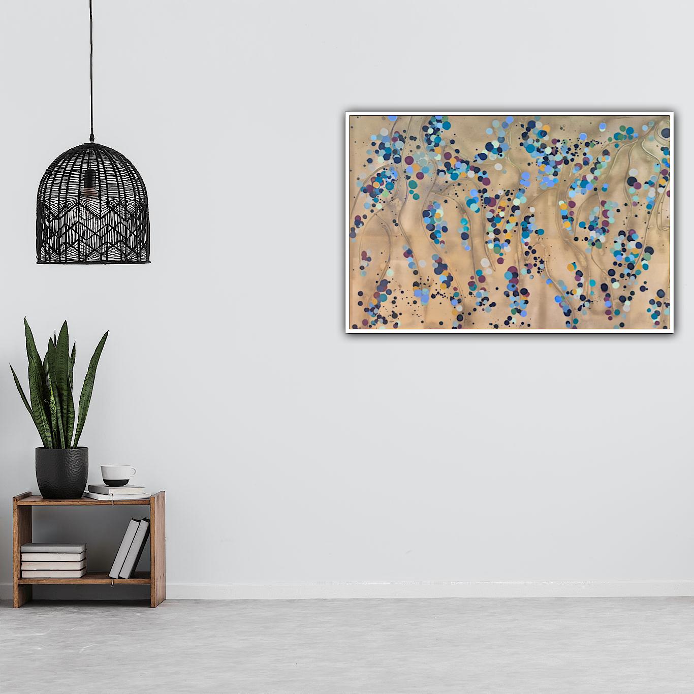 Gold Flower Spots #2, Originalgemälde, Abstrakte Kunst (Braun), Abstract Painting, von Catherine Ruth Church