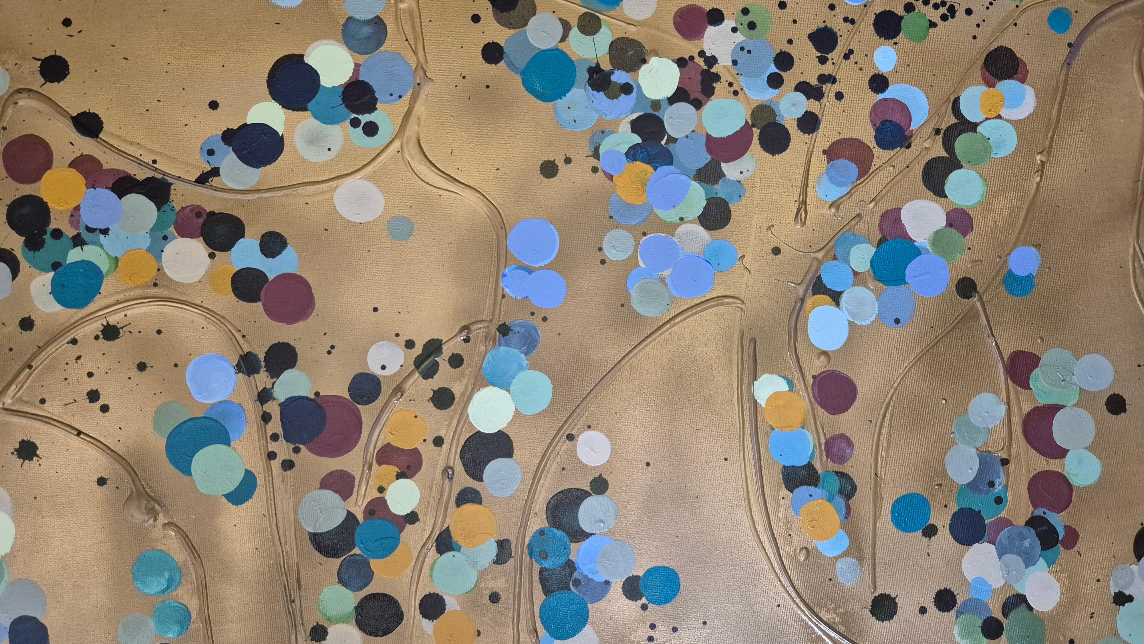 Gold Flower Spots #2, Originalgemälde, Abstrakte Kunst im Angebot 3