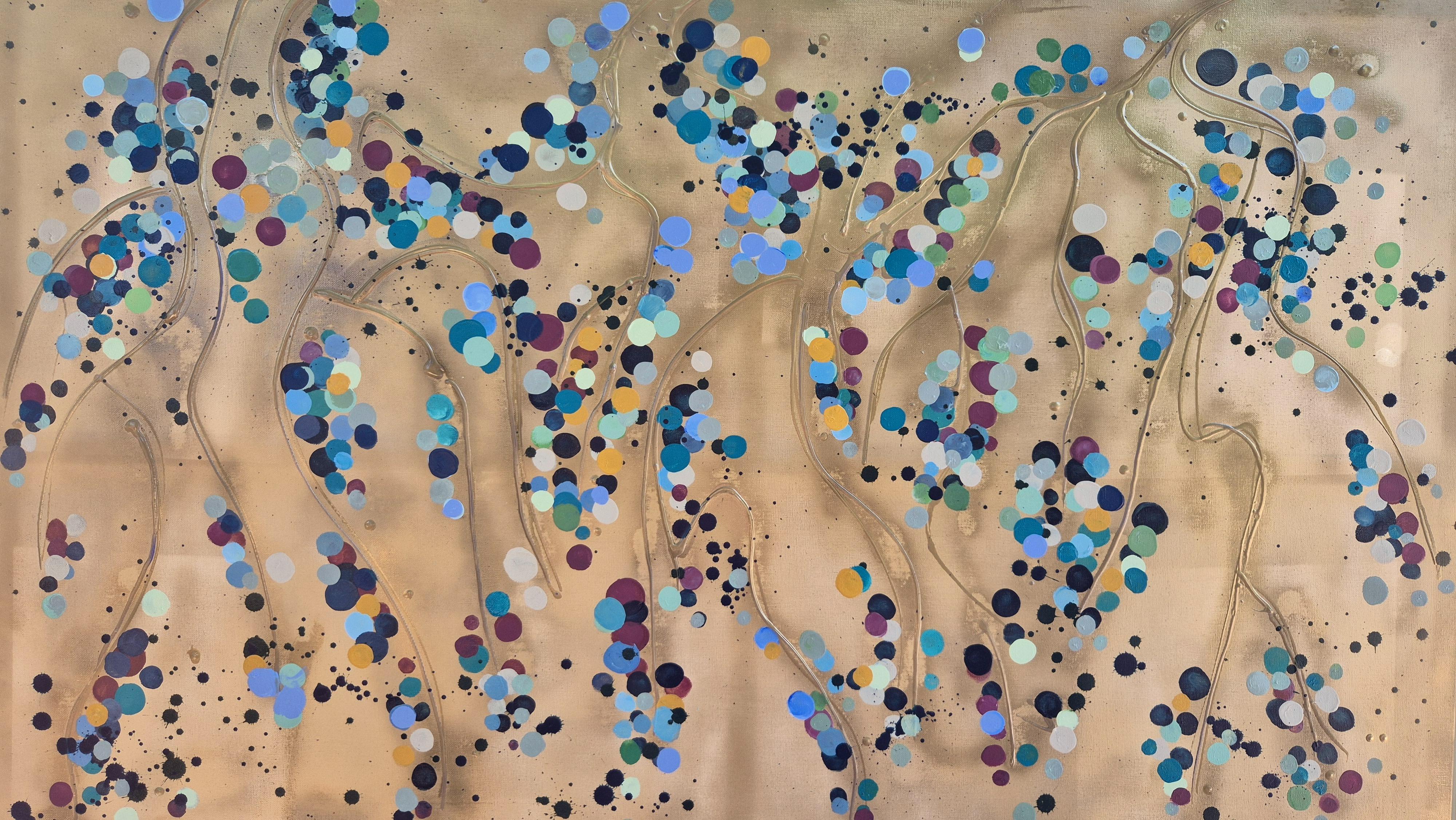 Gold Flower Spots #2, Original Painting, Abstract art