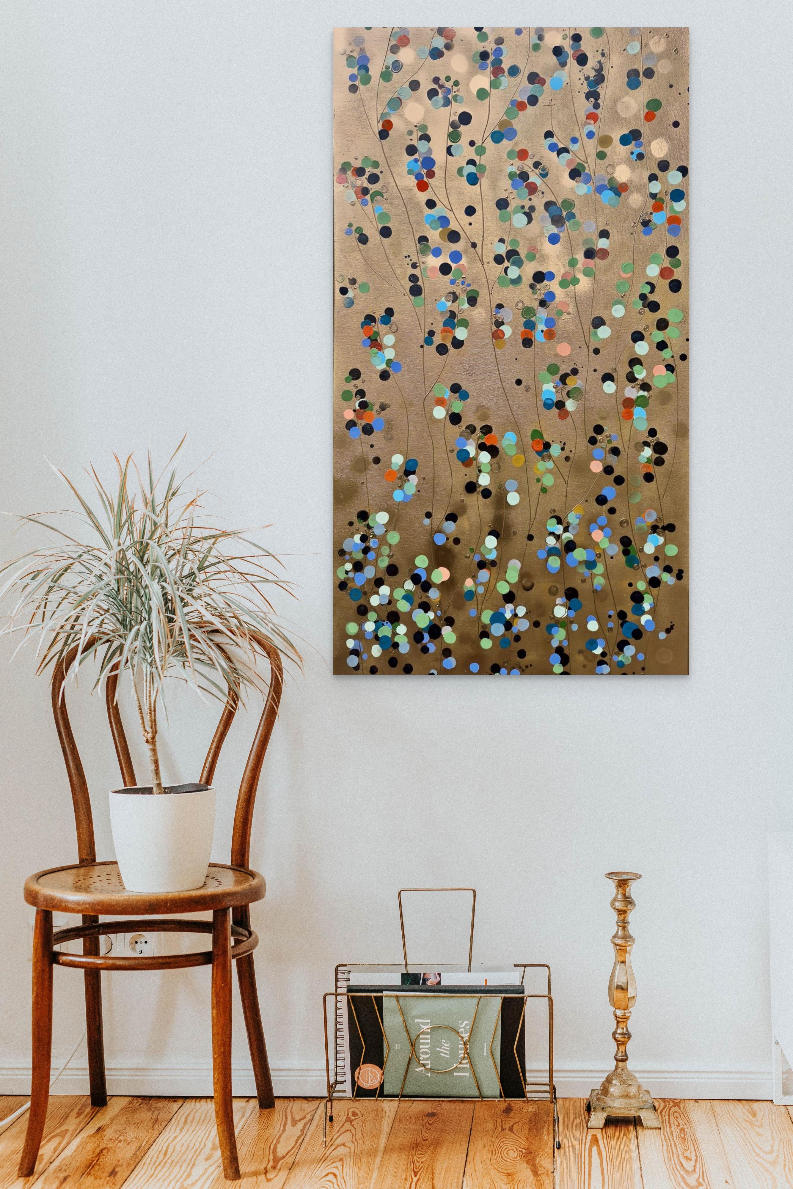 Macchie di fiori d'oro #3, Pittura originale, Arte astratta - Painting Astratto di Catherine Ruth Church