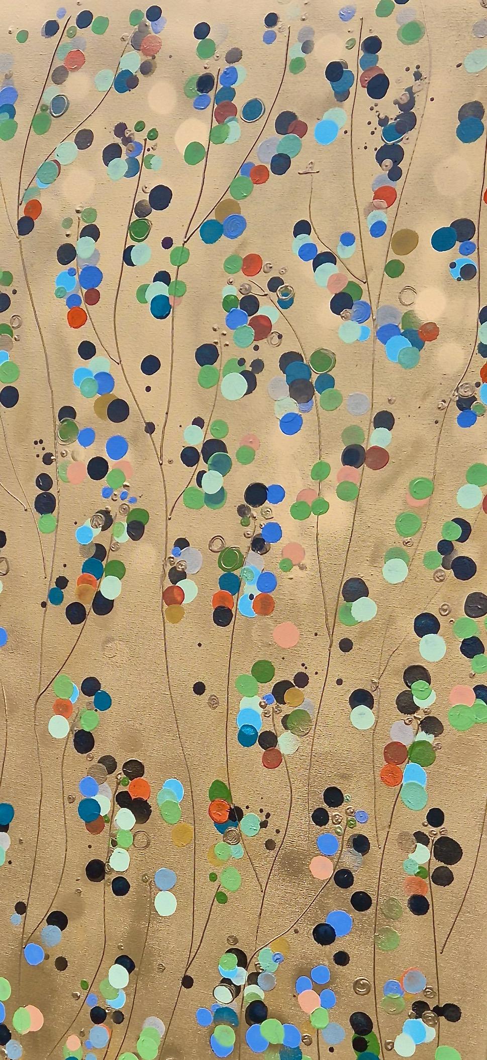 Macchie di fiori d'oro #3, Pittura originale, Arte astratta in vendita 1