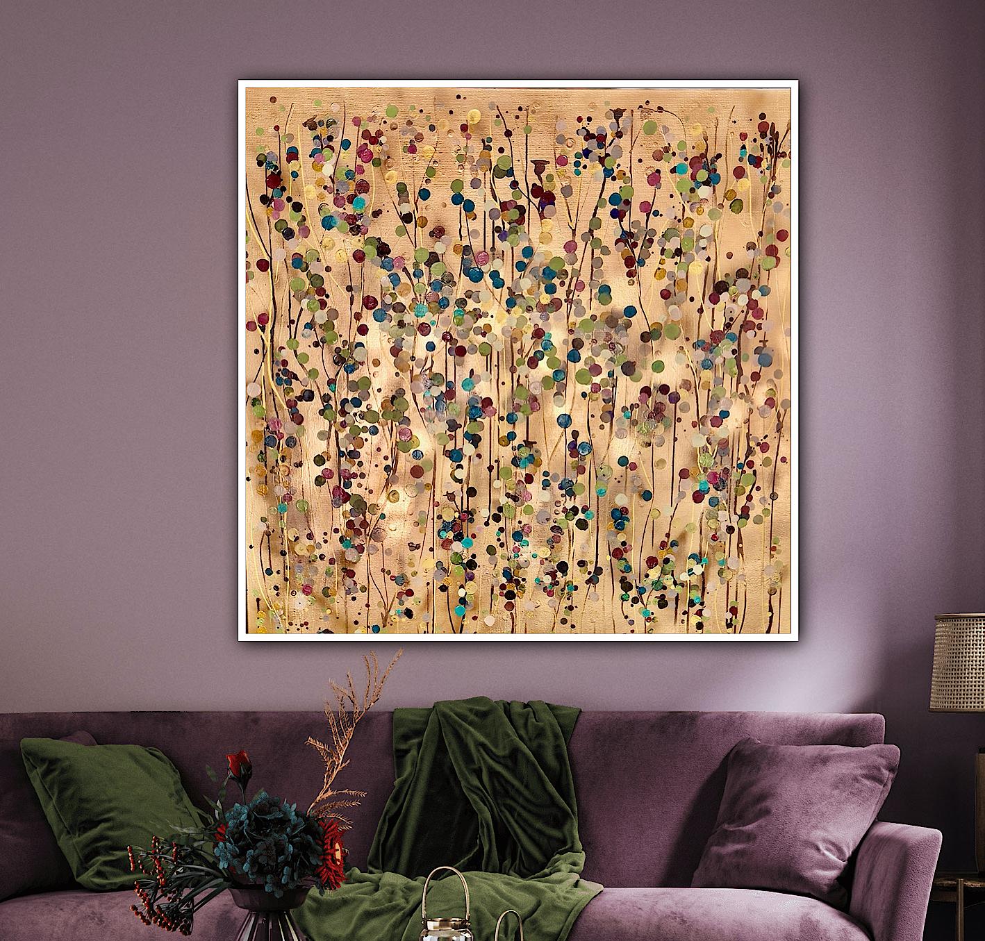 Gold Splatter Square #1 & #2, Set of 2, peinture originale, art abstrait en vente 5