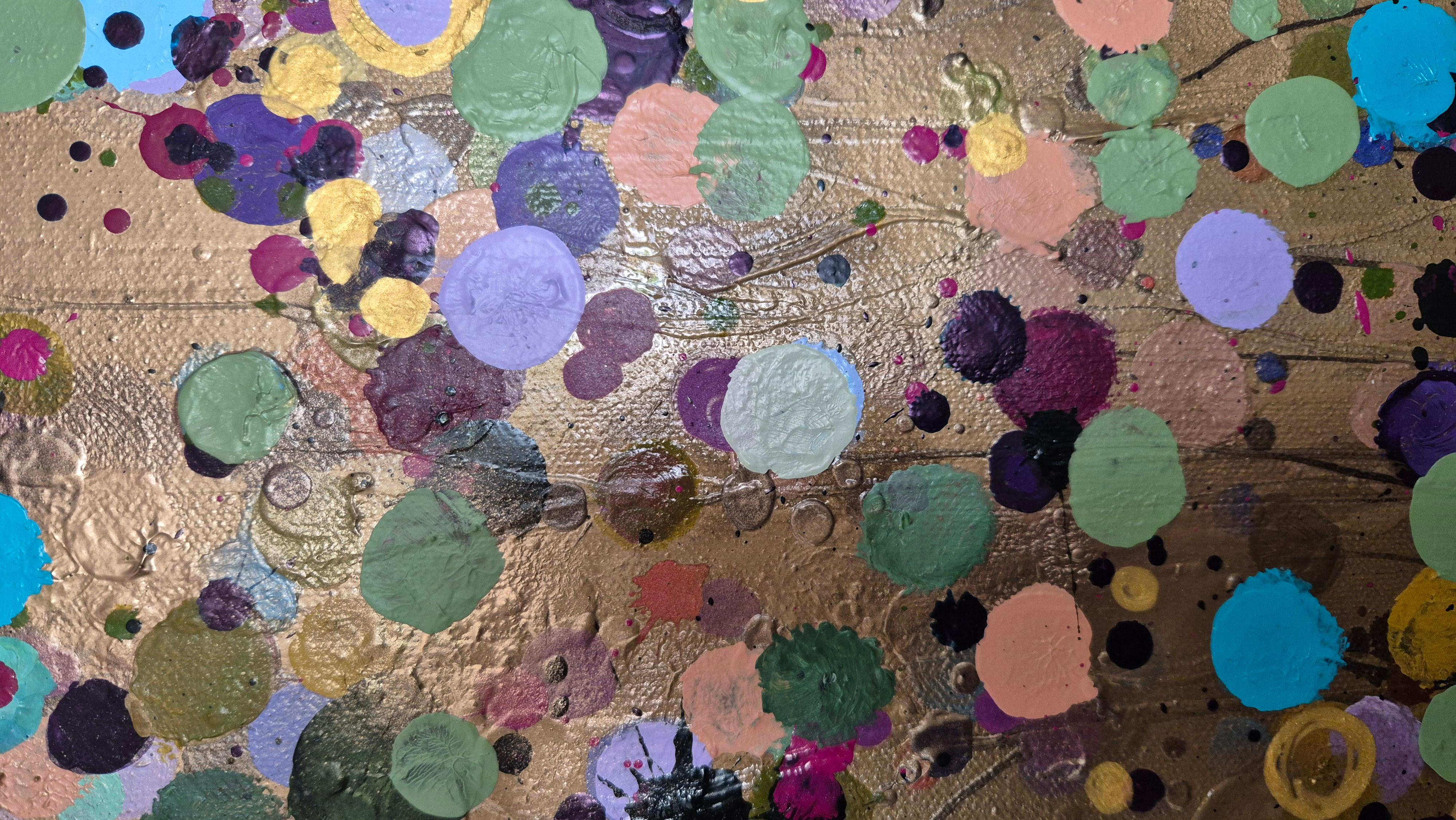 Gold Splatter Square #1 & #2, Set of 2, peinture originale, art abstrait en vente 2