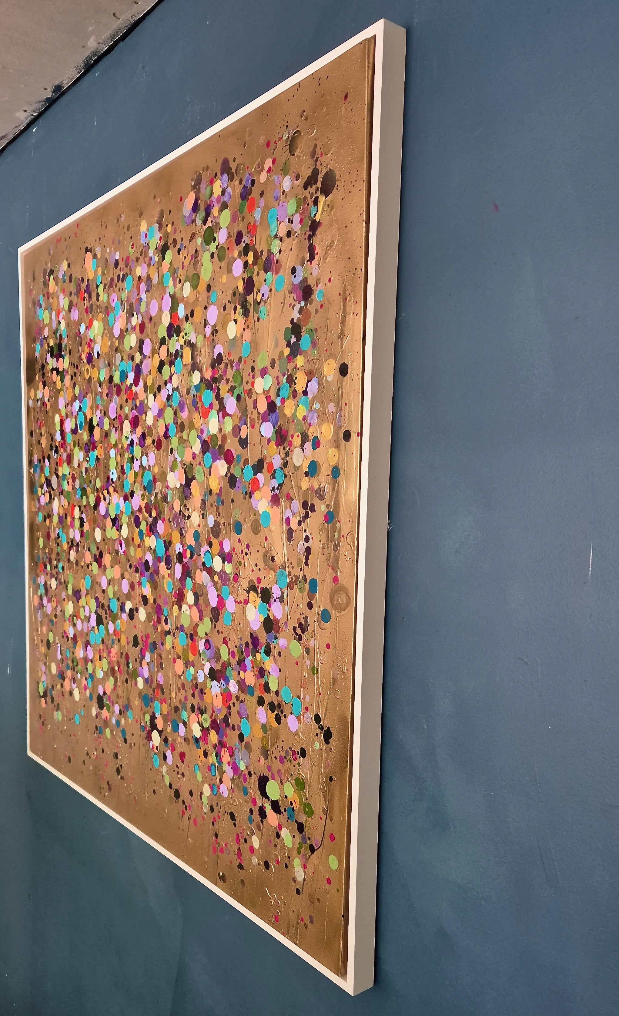 Gold Splatter Square #1 & #2, Set of 2, Original Painting, Abstract art For Sale 4