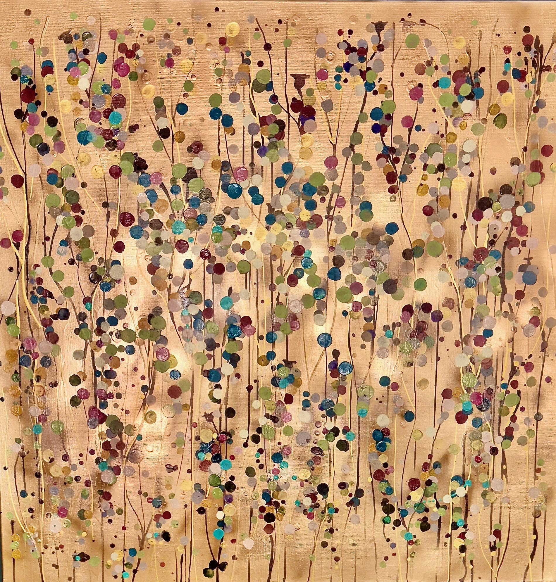 Gold Splatter Square #1 & #2, Set of 2, peinture originale, art abstrait en vente 4