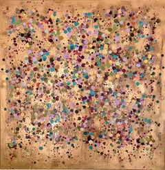 Quadrato Splatter Oro #1 e #2, Set di 2, Pittura originale, Arte astratta