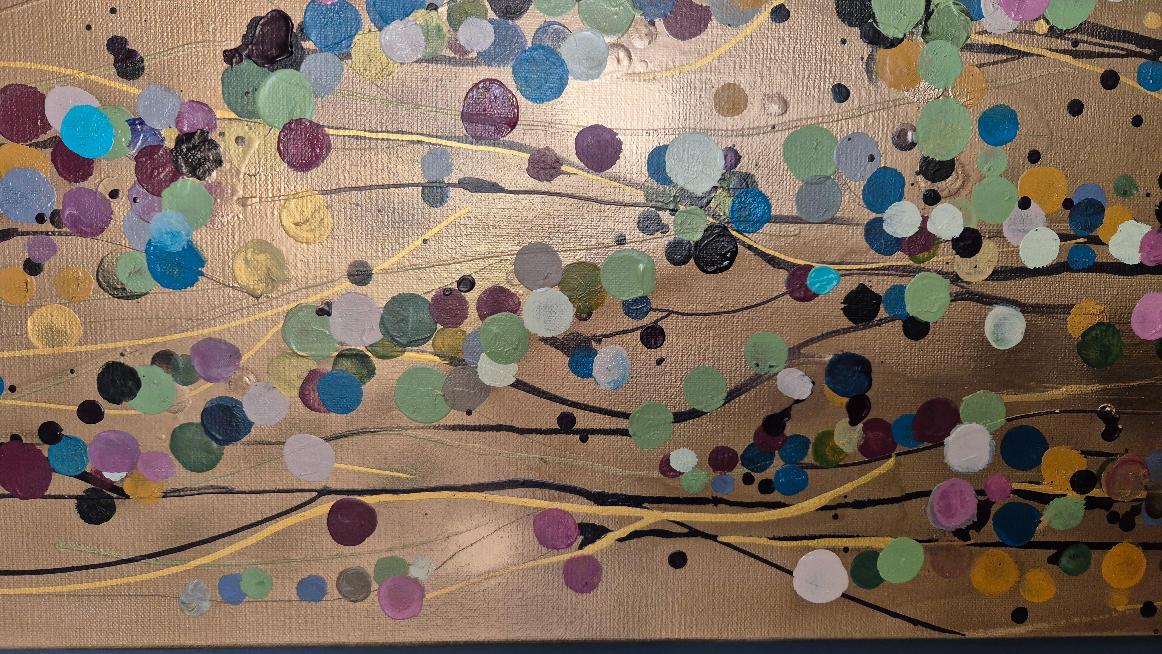 Quadrato Splatter Oro #2, Pittura originale, Arte astratta in vendita 3
