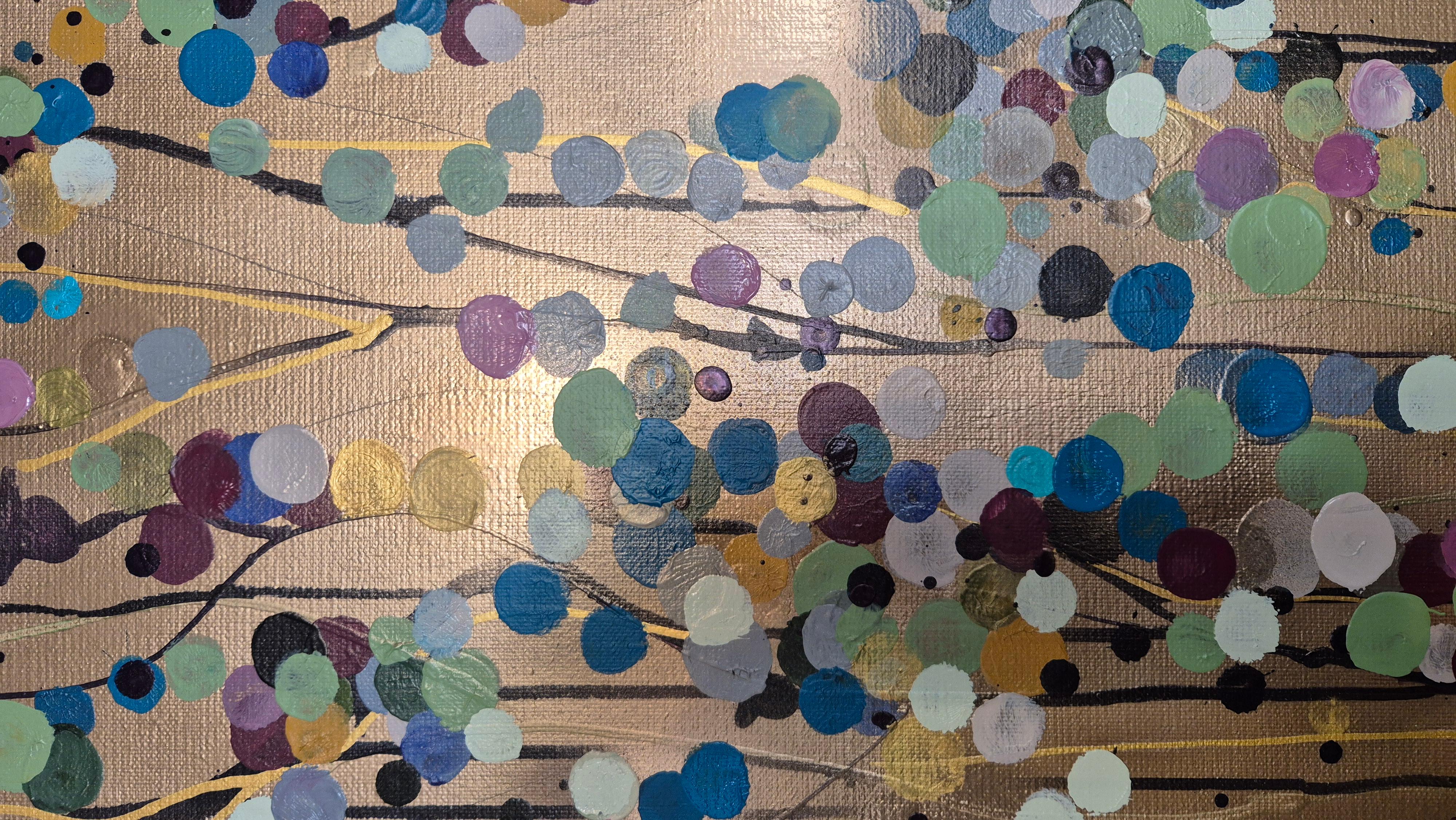 Quadrato Splatter Oro #2, Pittura originale, Arte astratta in vendita 4