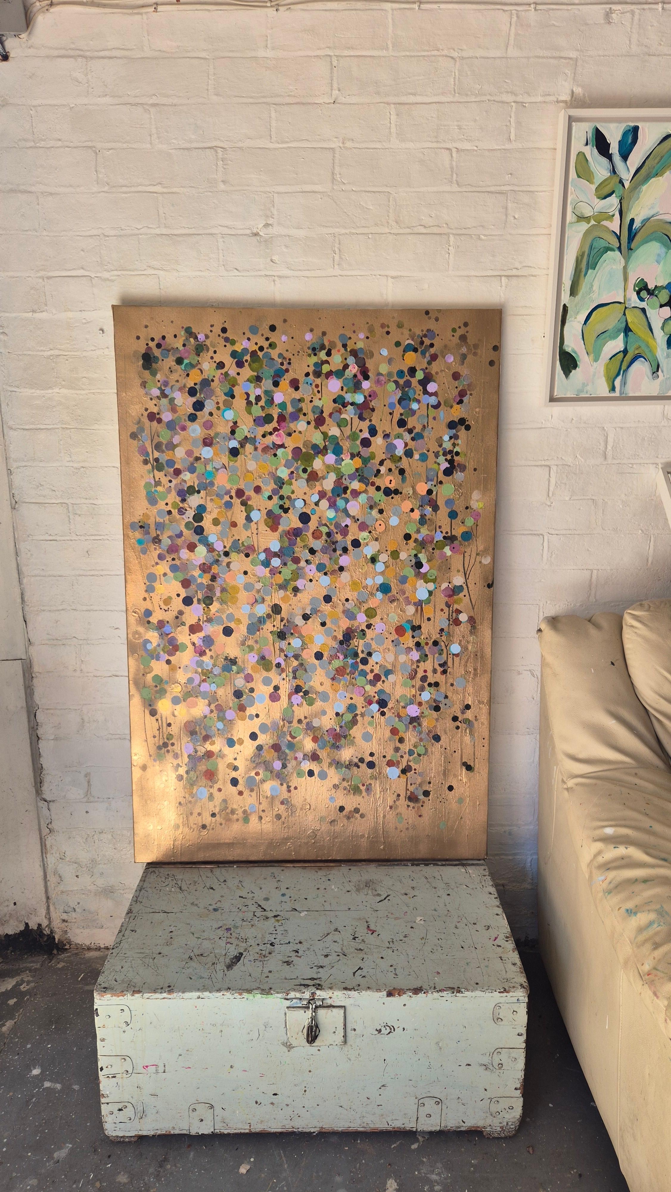 Goldfleck Blumen #3, Originalgemälde, Abstrakte Kunst – Painting von Catherine Ruth Church