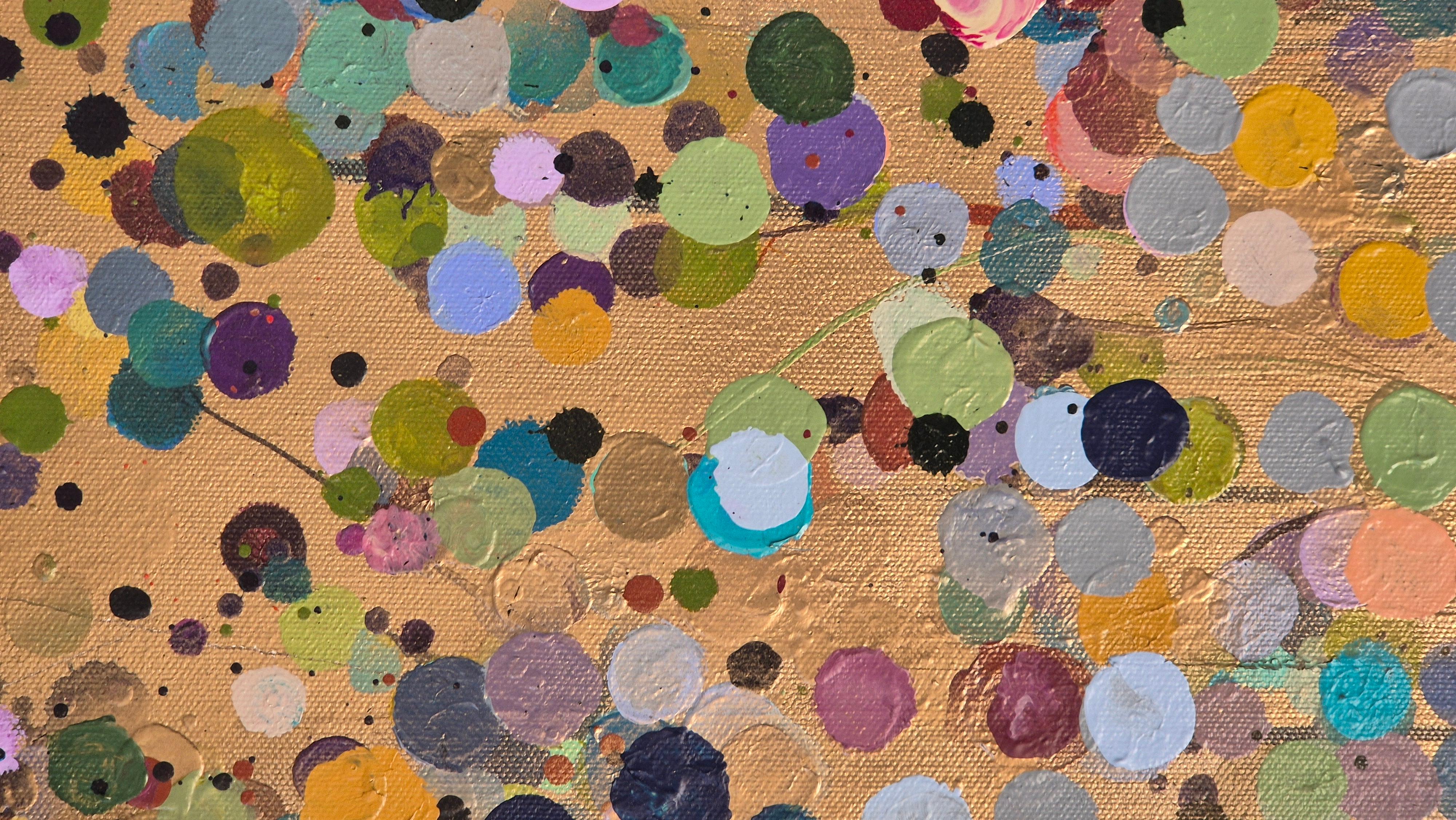 Goldfleck Blumen #3, Originalgemälde, Abstrakte Kunst im Angebot 2