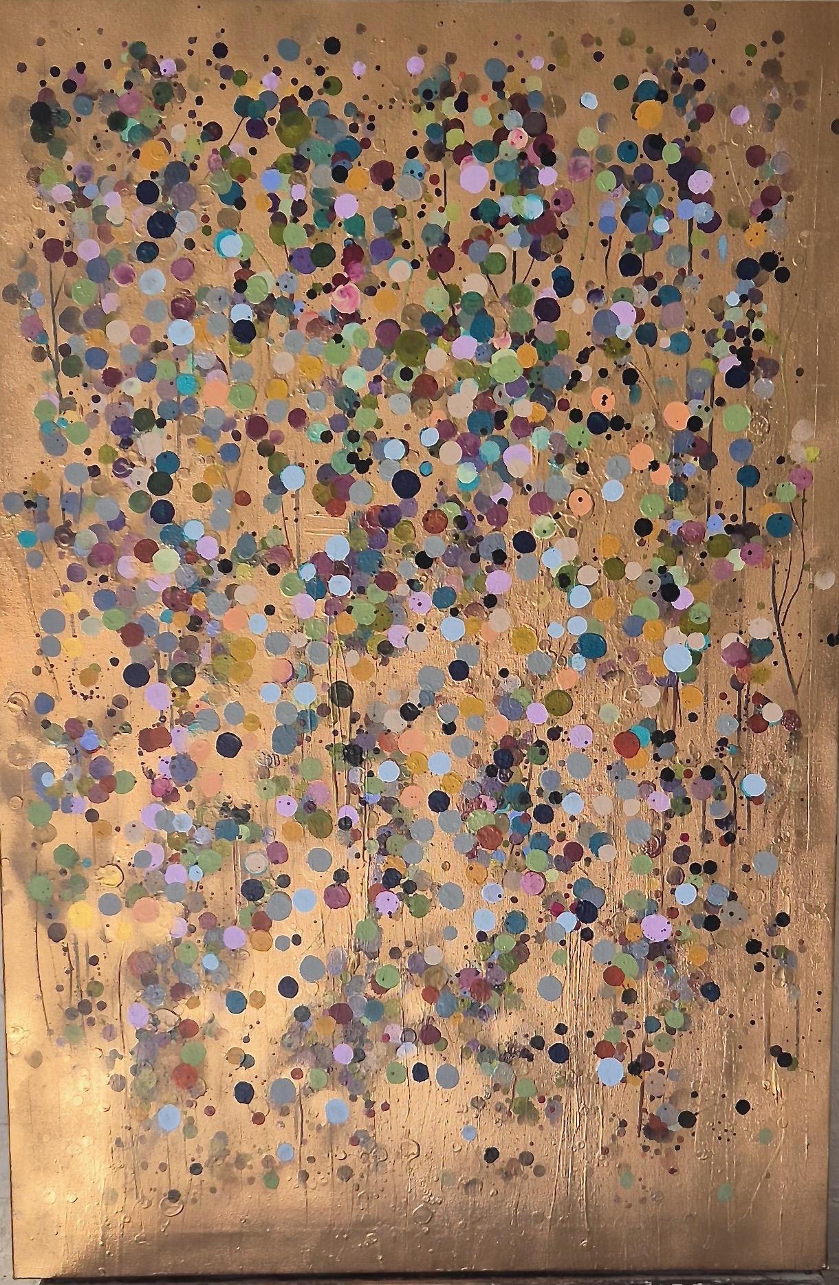 Catherine Ruth Church Abstract Painting – Goldfleck Blumen #3, Originalgemälde, Abstrakte Kunst