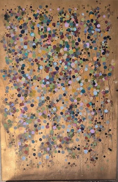 Gold Spot Flowers #3, Original Painting, Abstract art
