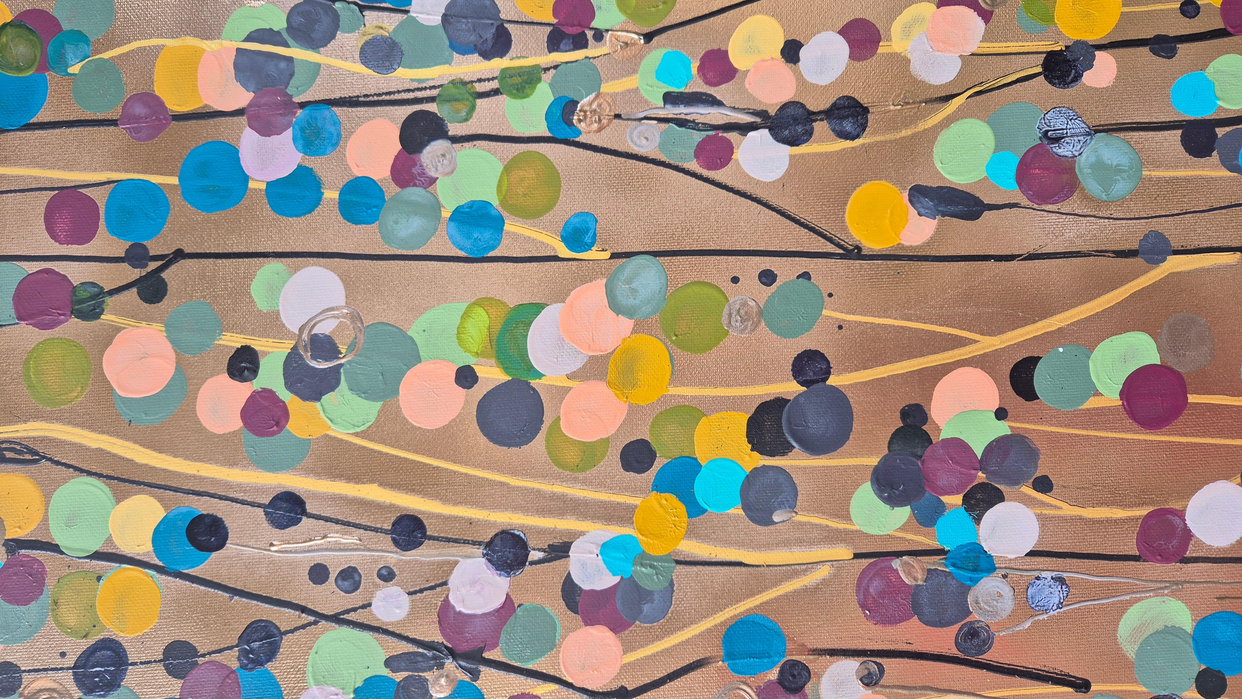 Gold Spot Flowers For You #2, Original Painting, Abstract art im Angebot 2