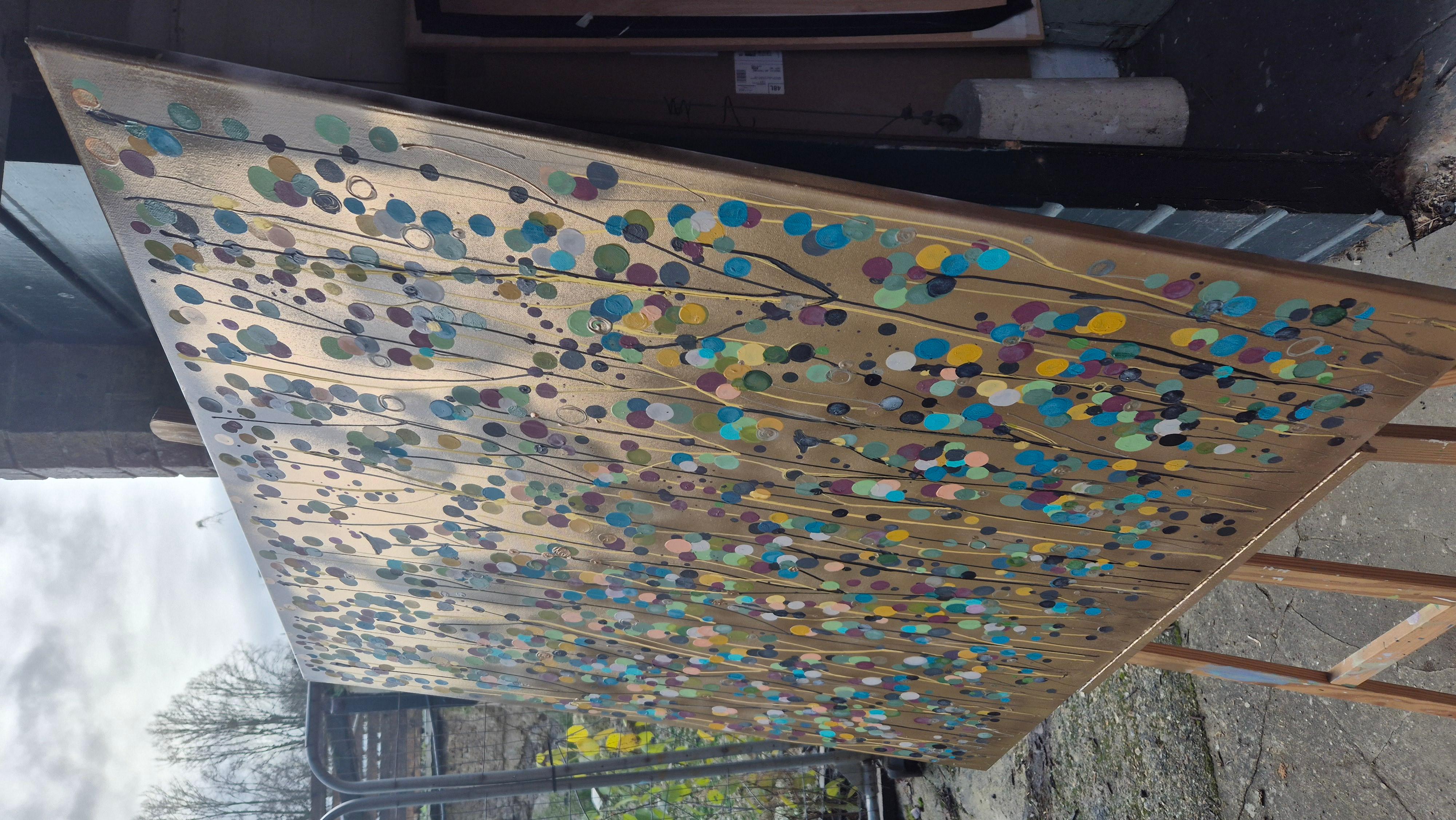 Gold Spot Flowers For You #2, Original Painting, Abstract art im Angebot 5