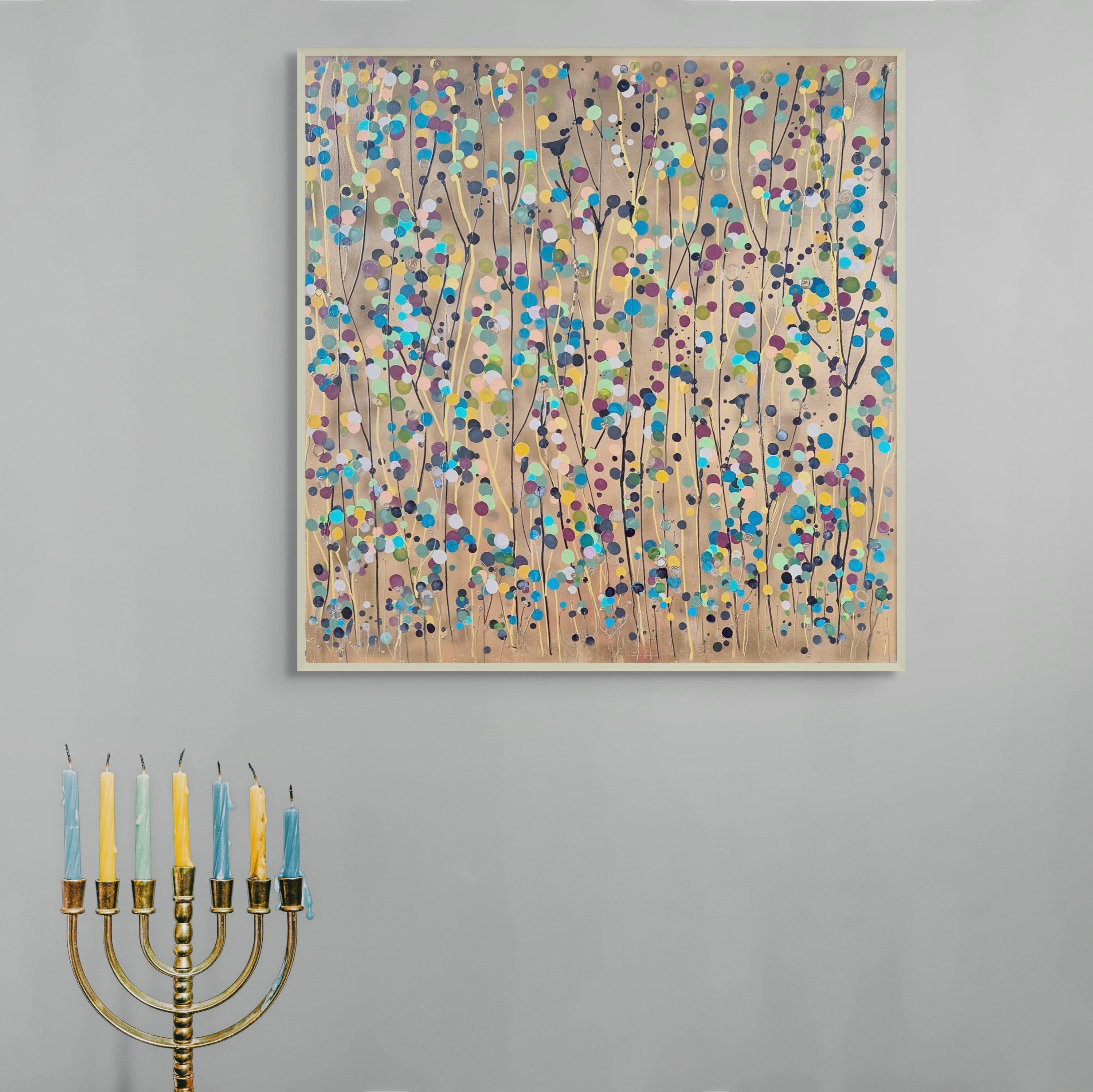 Gold Spot Flowers For You #2, Original Painting, Abstract art im Angebot 6