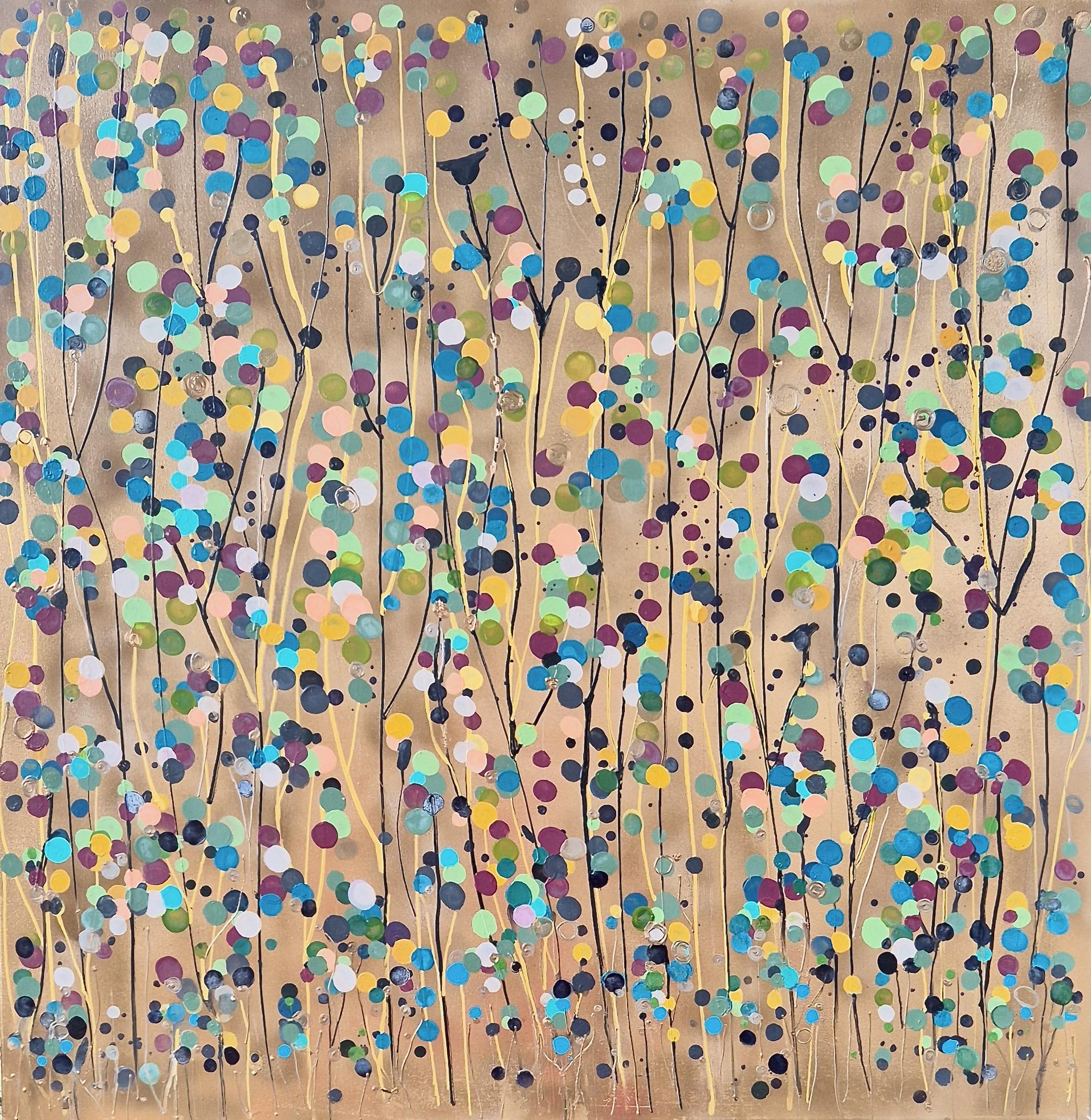 Gold Spot Flowers For You #2, Original Painting, Abstract art