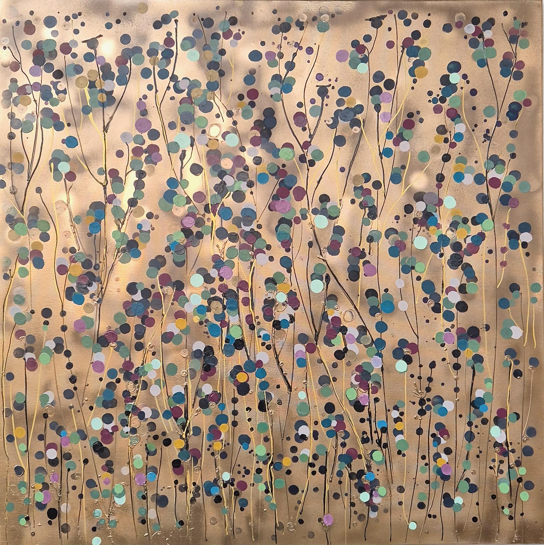 Gold Spot Flowers For You, Original Painting, Abstract art