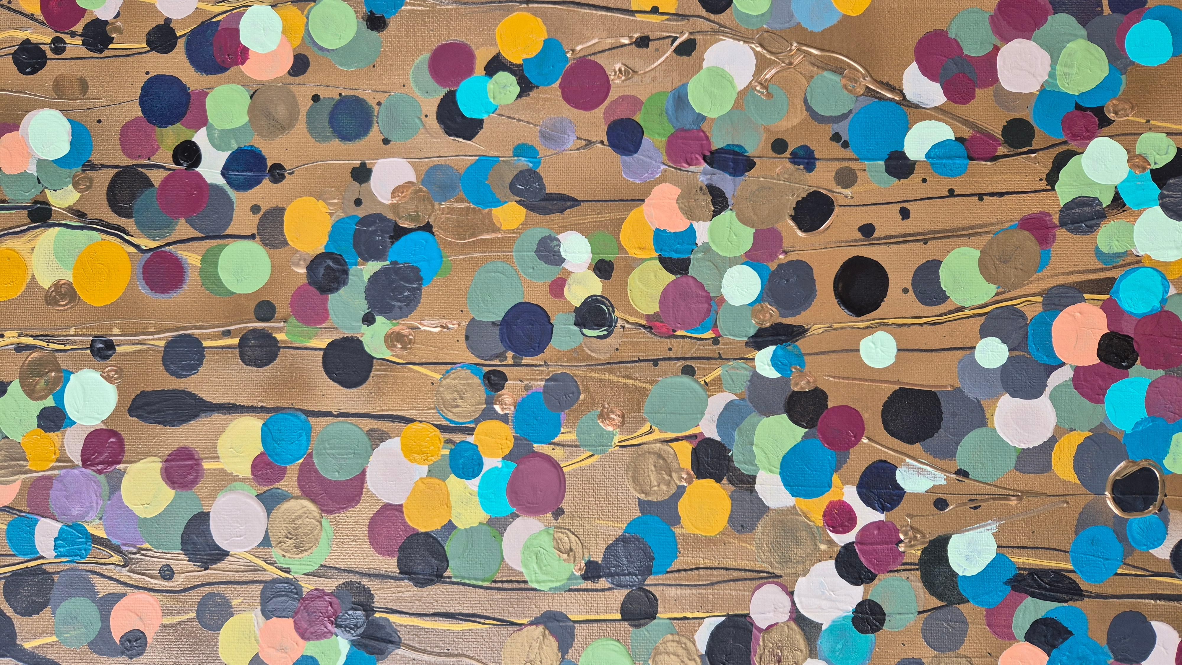 Goldfleck Blumen Ocker #4, Originalgemälde, Abstrakte Kunst (Braun), Abstract Painting, von Catherine Ruth Church