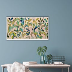 Oil Tapestry #3, Original Painting, Floral, Abstract art, Blue, Green, White