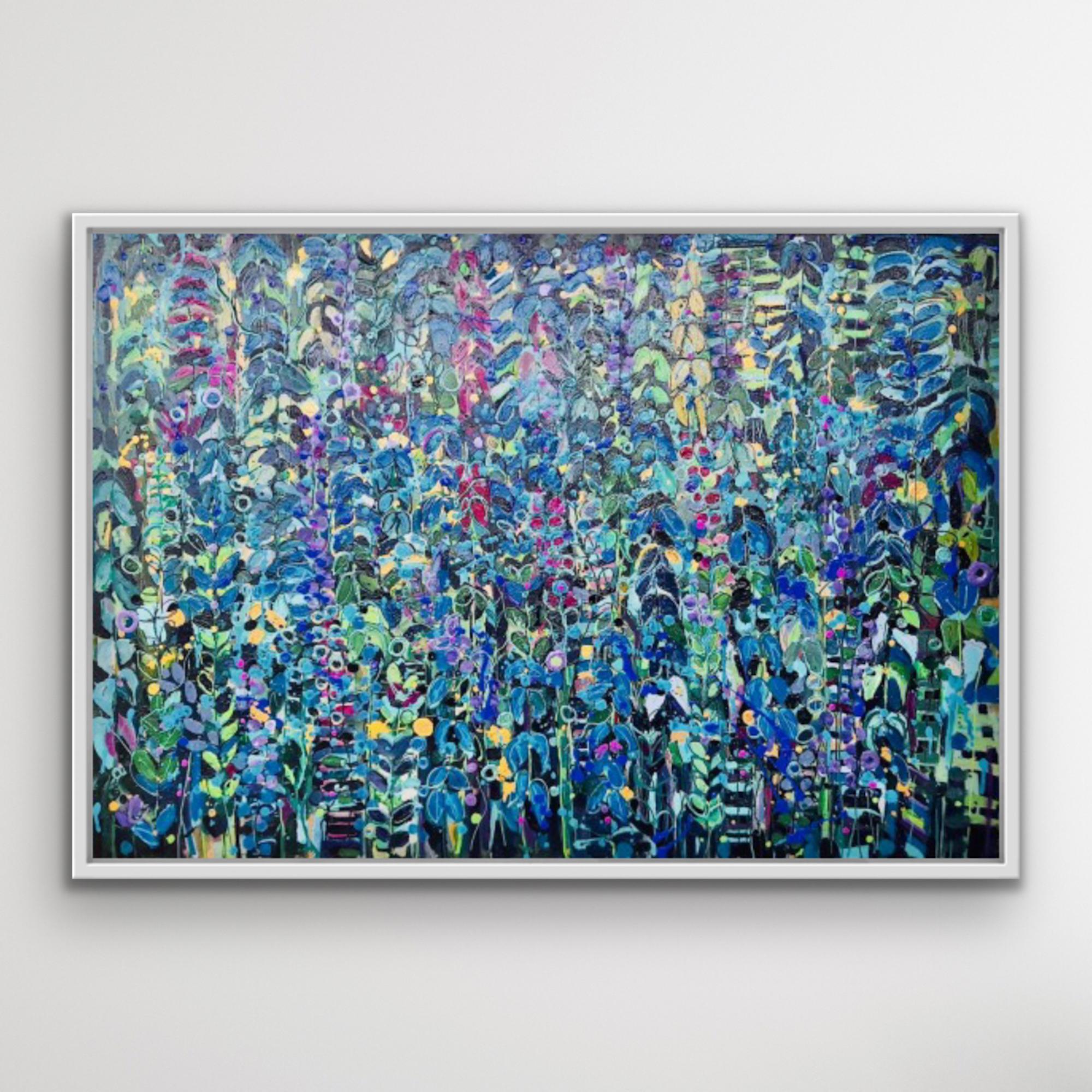 Green and Blue and Purples and Pinks! This is a RIOT of colour and splatter and flowers! This has SO much depth in it - you can look at it forever.

Discover original paintings by Catherine Ruth Church online with Wychwood Art and in our Deddington