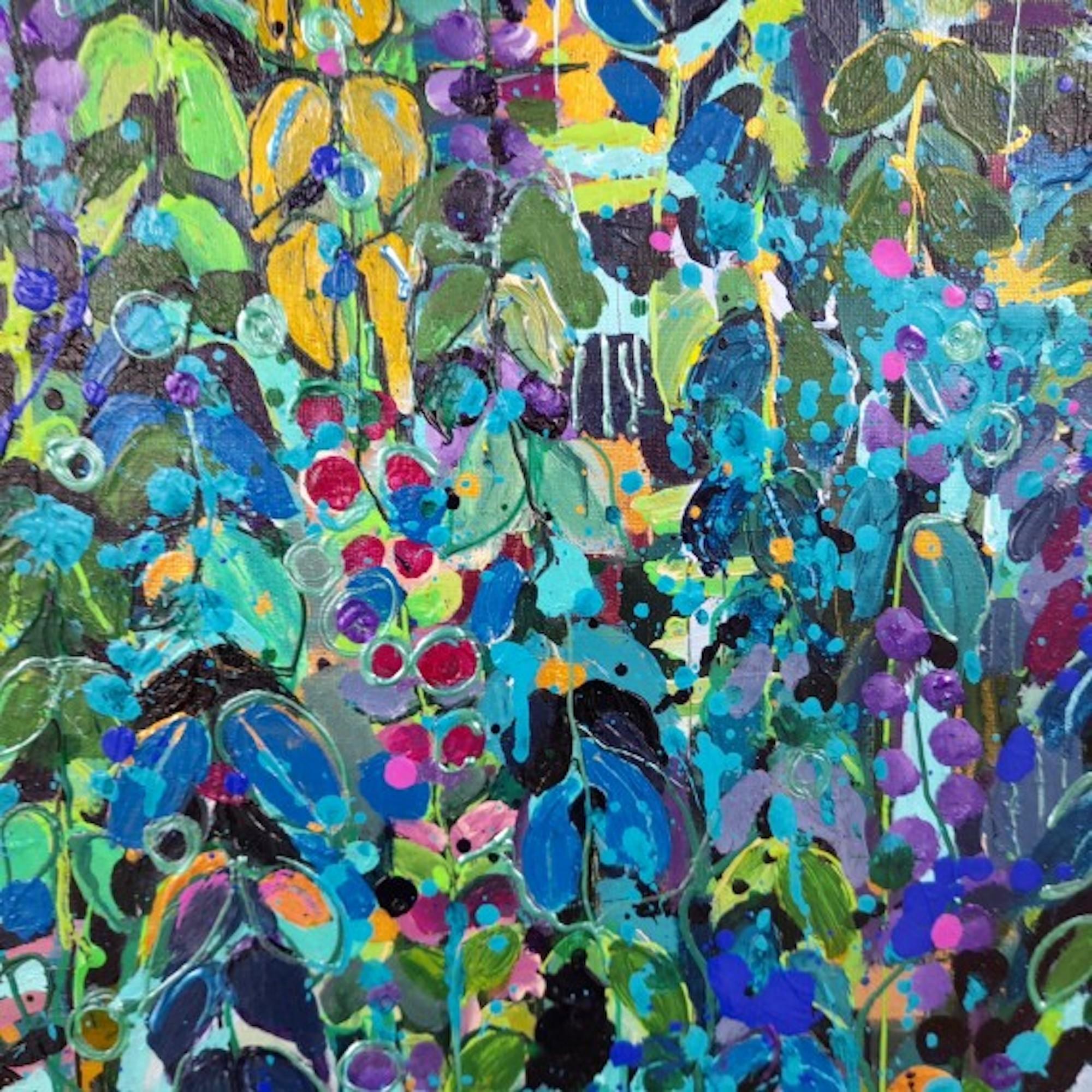 Purple & Blue Tangle, Vibrant Floral Painting, Artwork Inspired by Nature 3