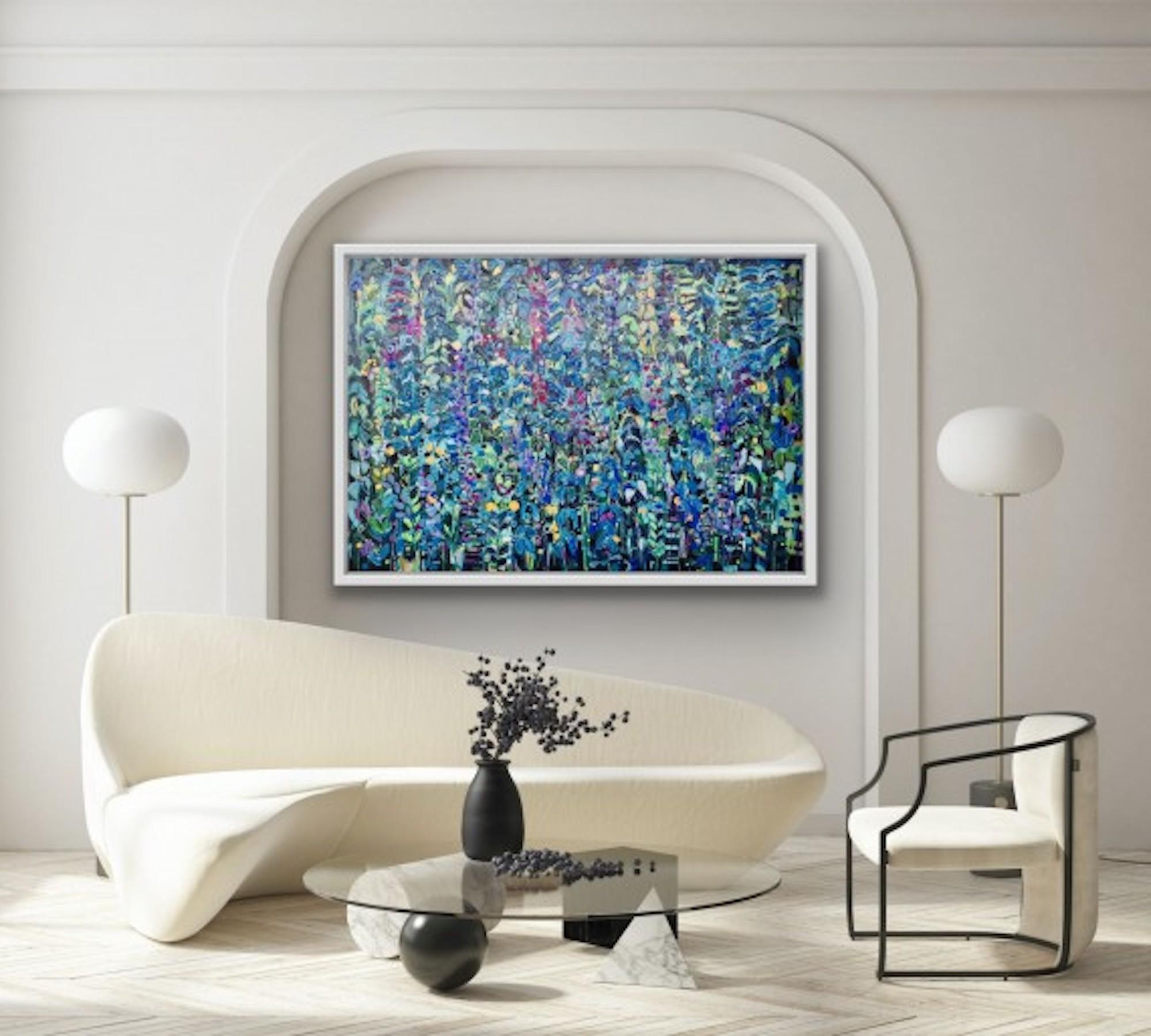 Purple & Blue Tangle, Vibrant Floral Painting, Artwork Inspired by Nature 4