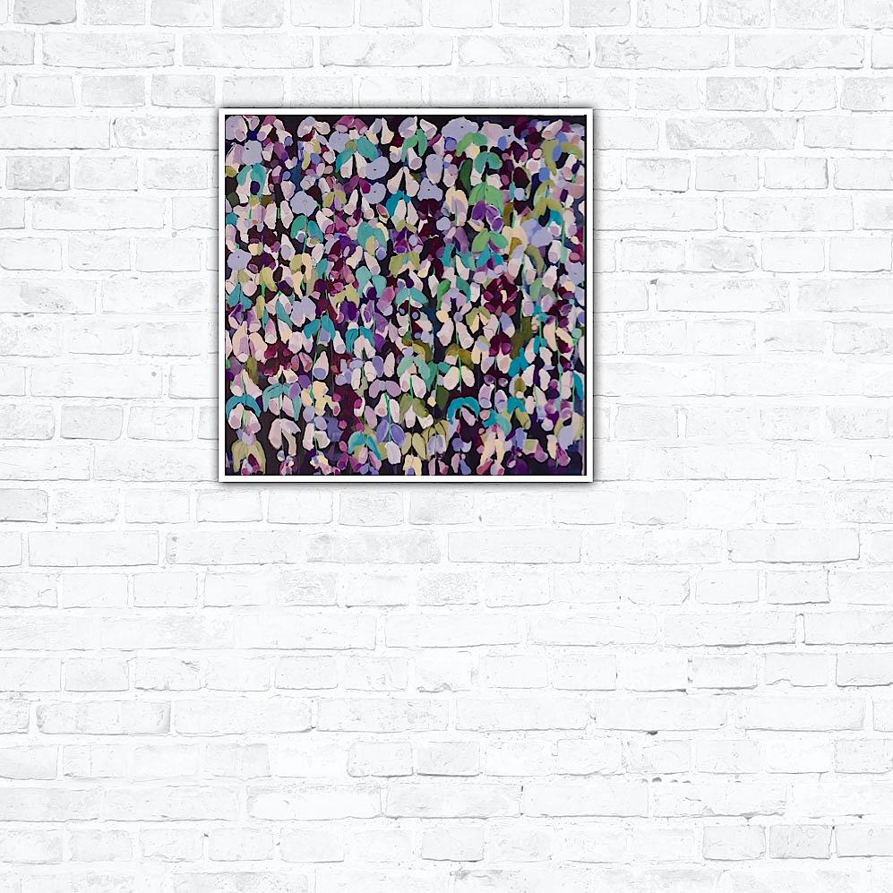 Foxgloves púrpuraPintura original, Floral, Arte abstracto, Azul - Landscape Painting Gris de Catherine Ruth Church