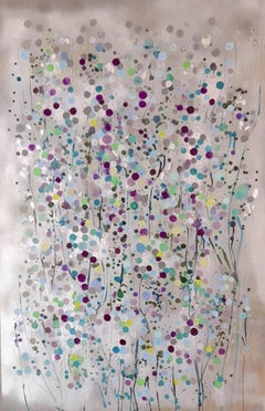 Used Silver Splatter, Catherine Ruth Church, Original Painting, Abstract Art, Floral