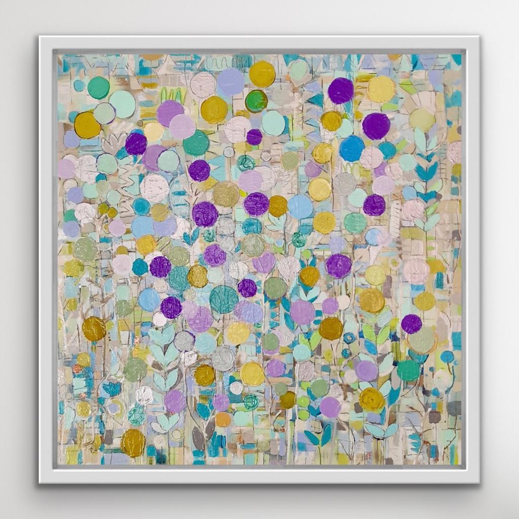 Tapestry: Homage to Paul Klee #2, Paul Klee Style Painting, Abstract Floral Art - Gray Abstract Painting by Catherine Ruth Church