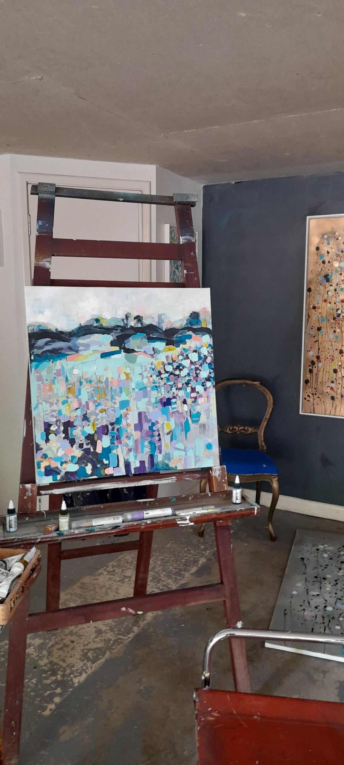 Paisaje Teal - Painting Abstracto de Catherine Ruth Church