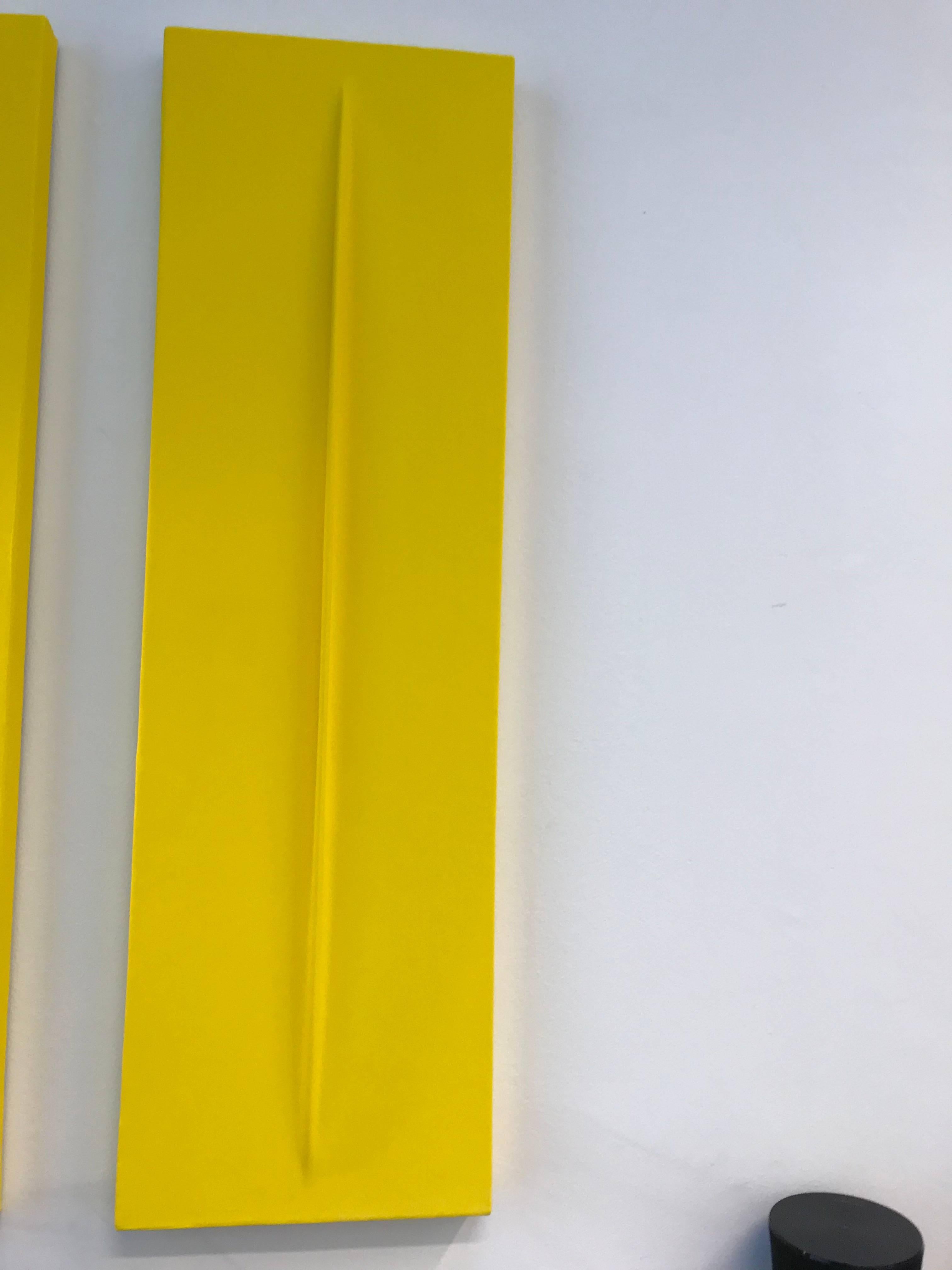 One Vertical Pleat Canvas with Yellow Pigment (One out of a serie of two )