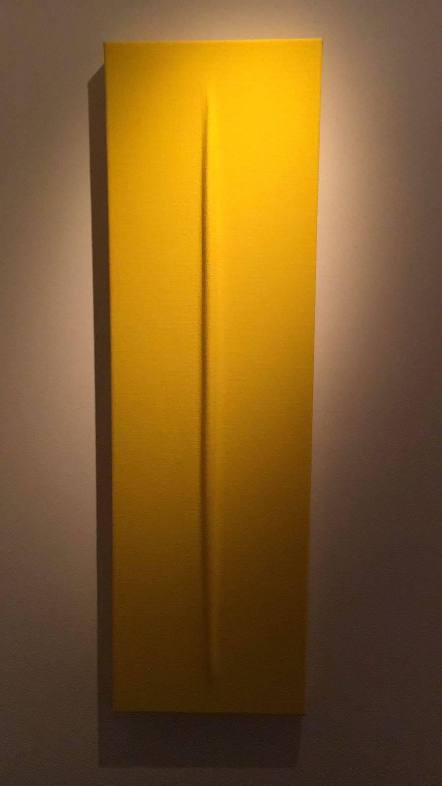 Catherine Vandeven Abstract Painting - Yellow Vertical Pleat