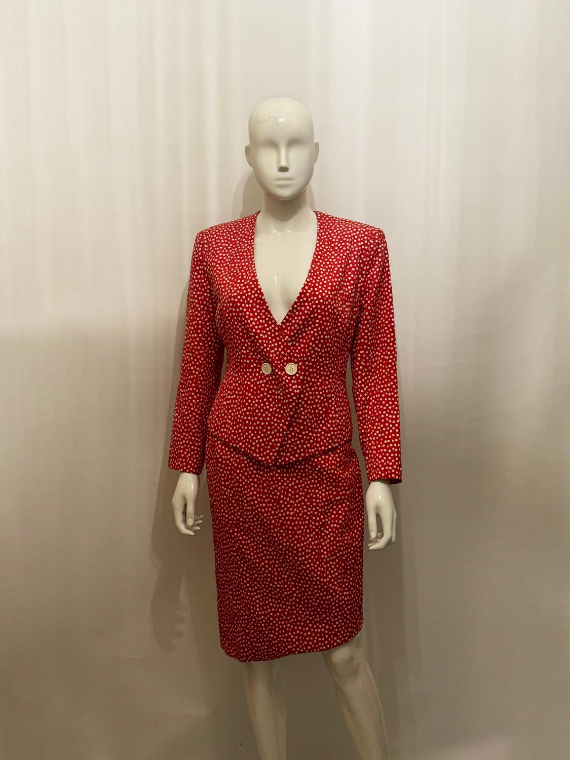 Catherine Walker: abito con gonna a macchie bianche e rosse In condizioni buone in vendita a London, GB